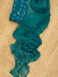 Teal Blue Wool Pashmina Suit