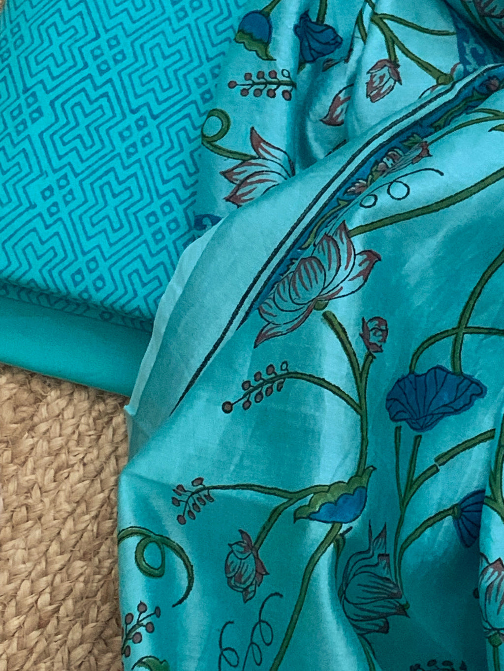 Blue Handcrafted Cotton Chanderi Suit
