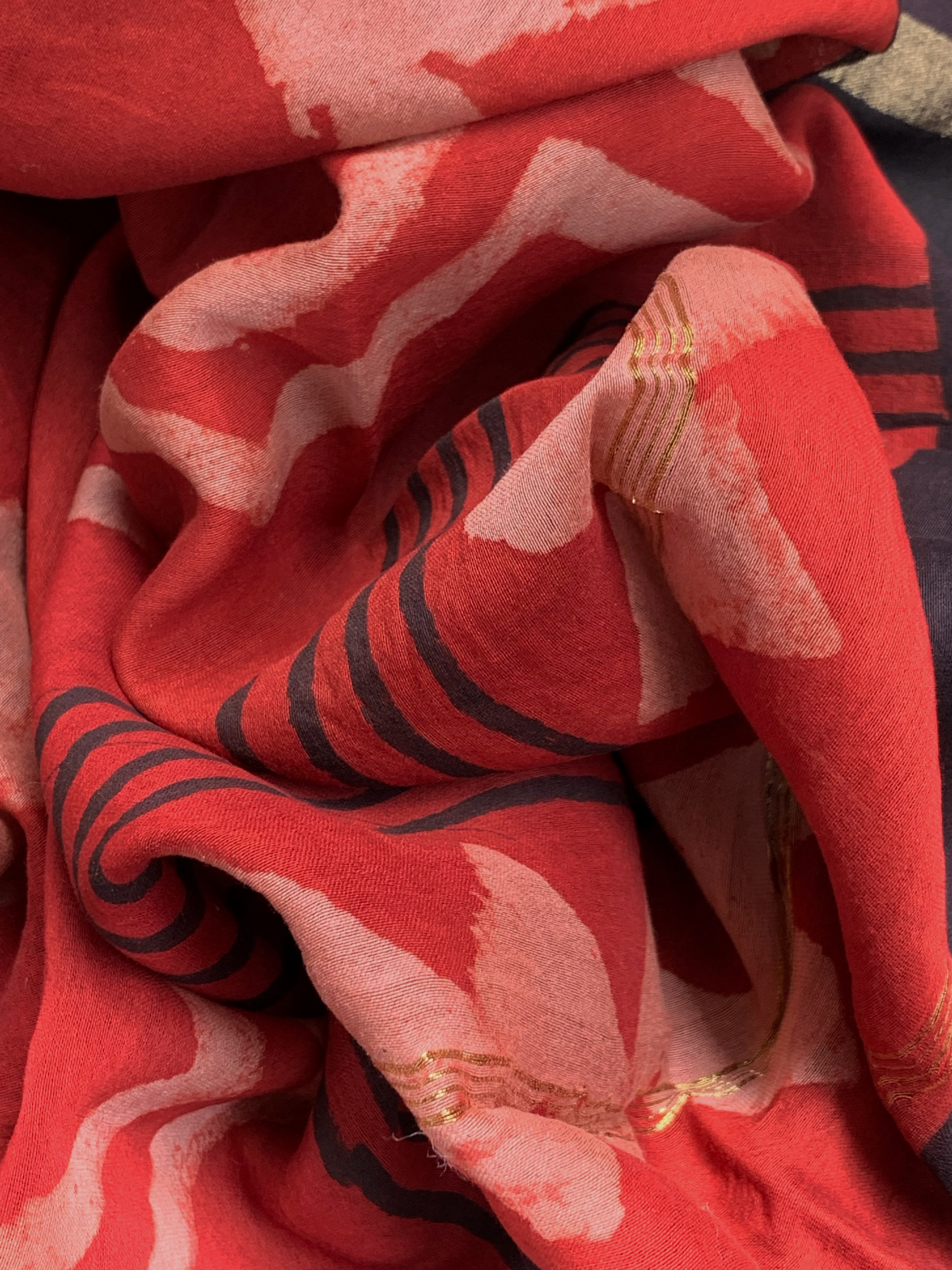 Handblock Chanderi Silk Cotton Suit