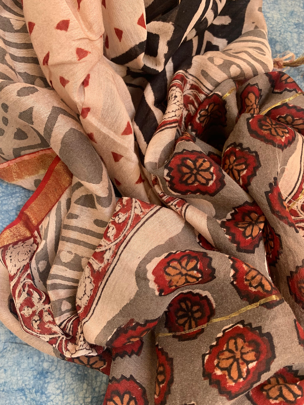 Handblock Chanderi Silk Cotton Suit
