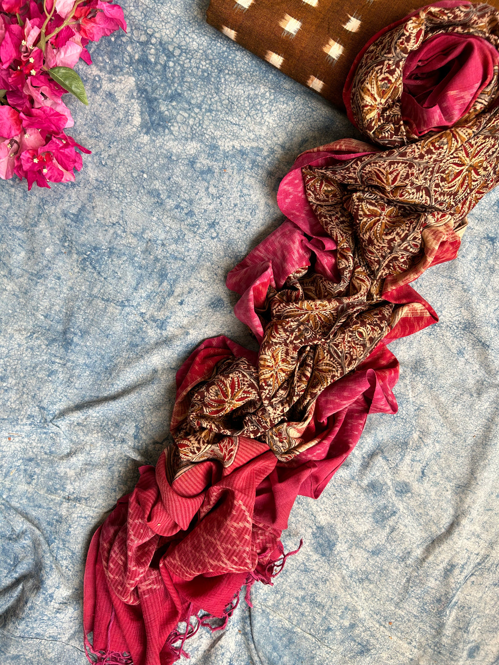 Handwoven Handcrafted Double Ikat Kalamkari Kurta Dupatta Set