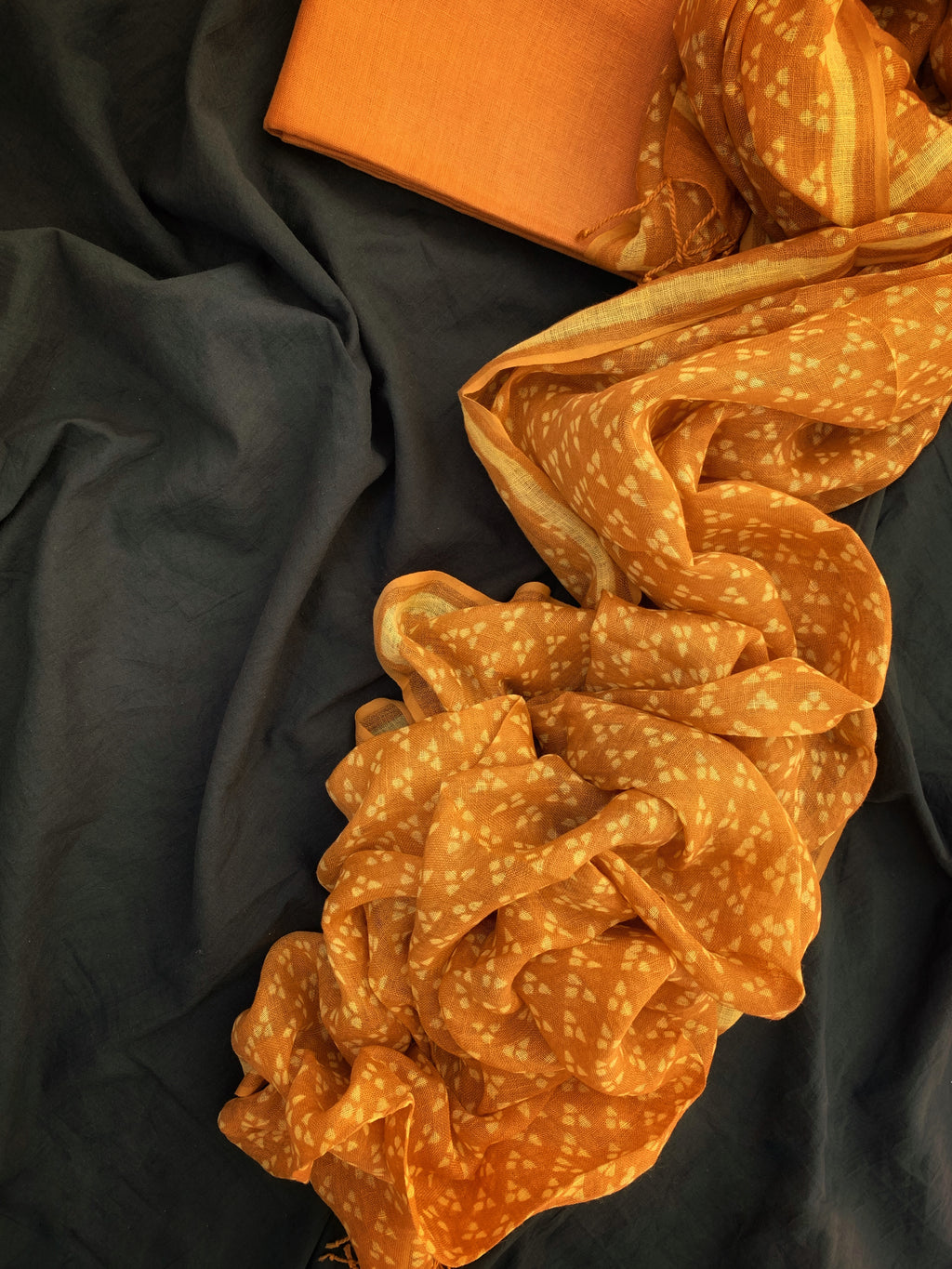 Mustard Linen Kurta Dupatta set