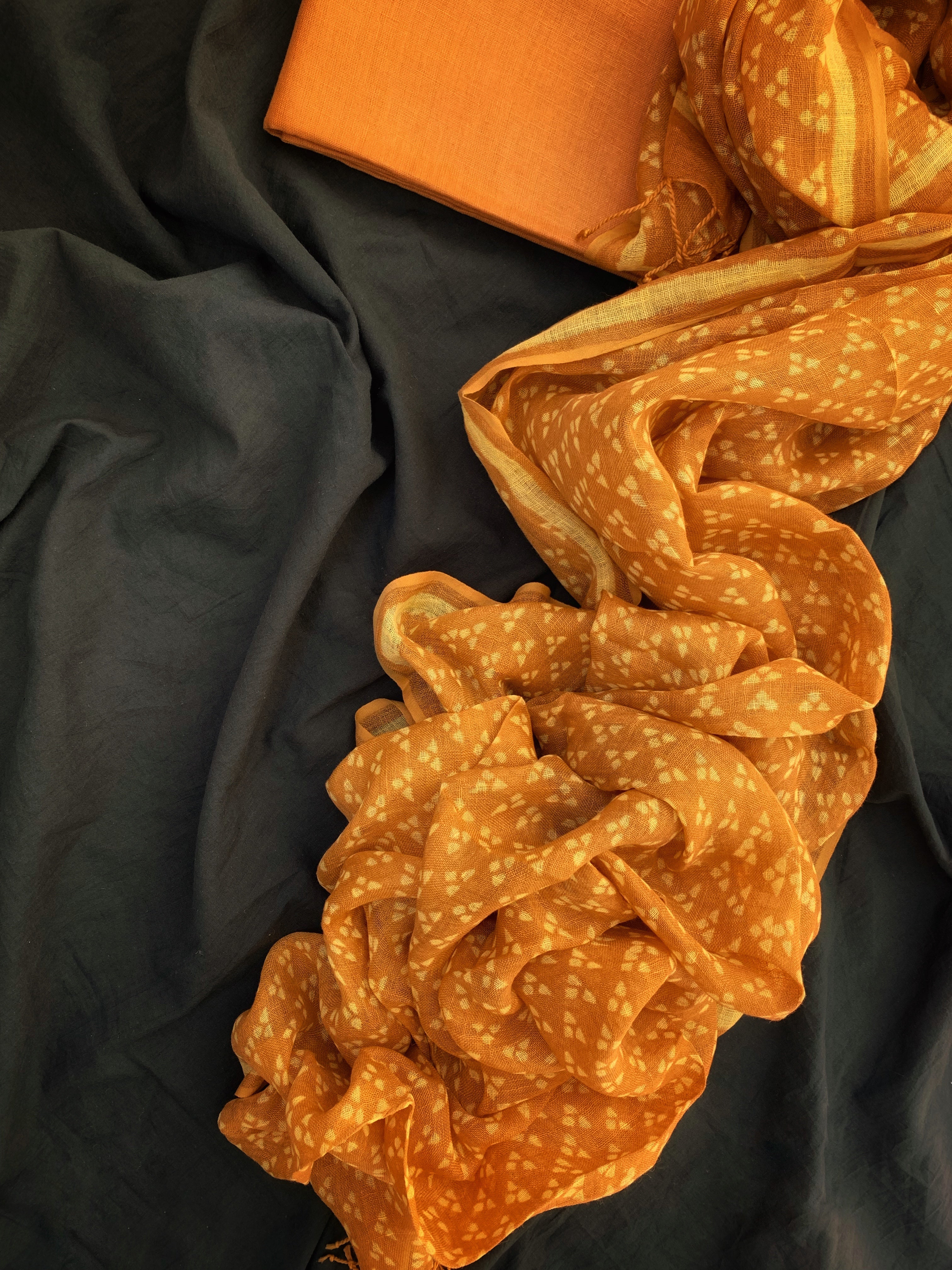 Mustard Linen Kurta Dupatta set