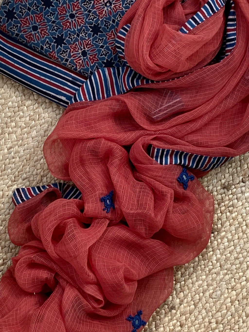 Handblock Ajrakh Cotton Kota Suit