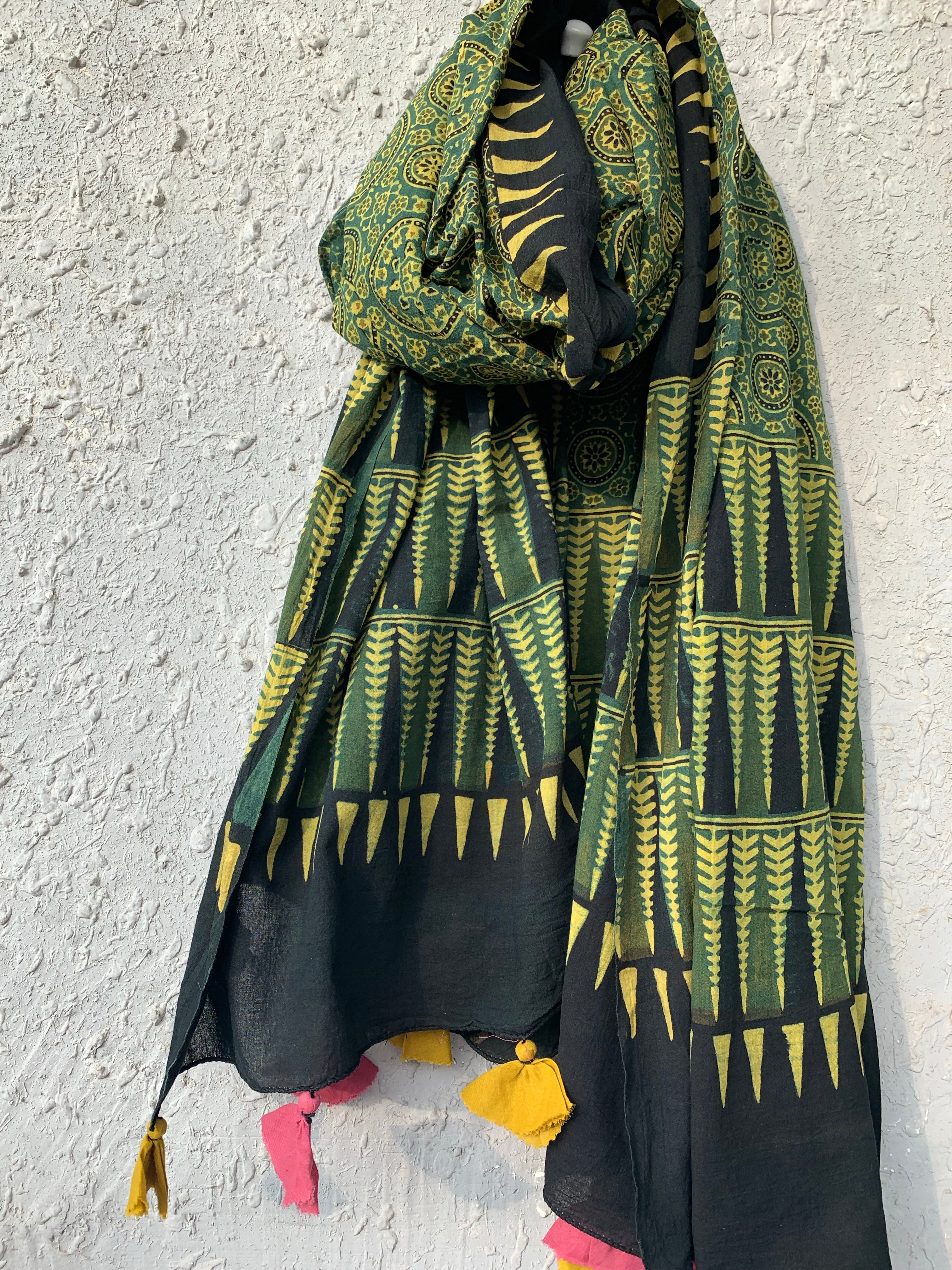 Handblock Ajrakh Dupatta