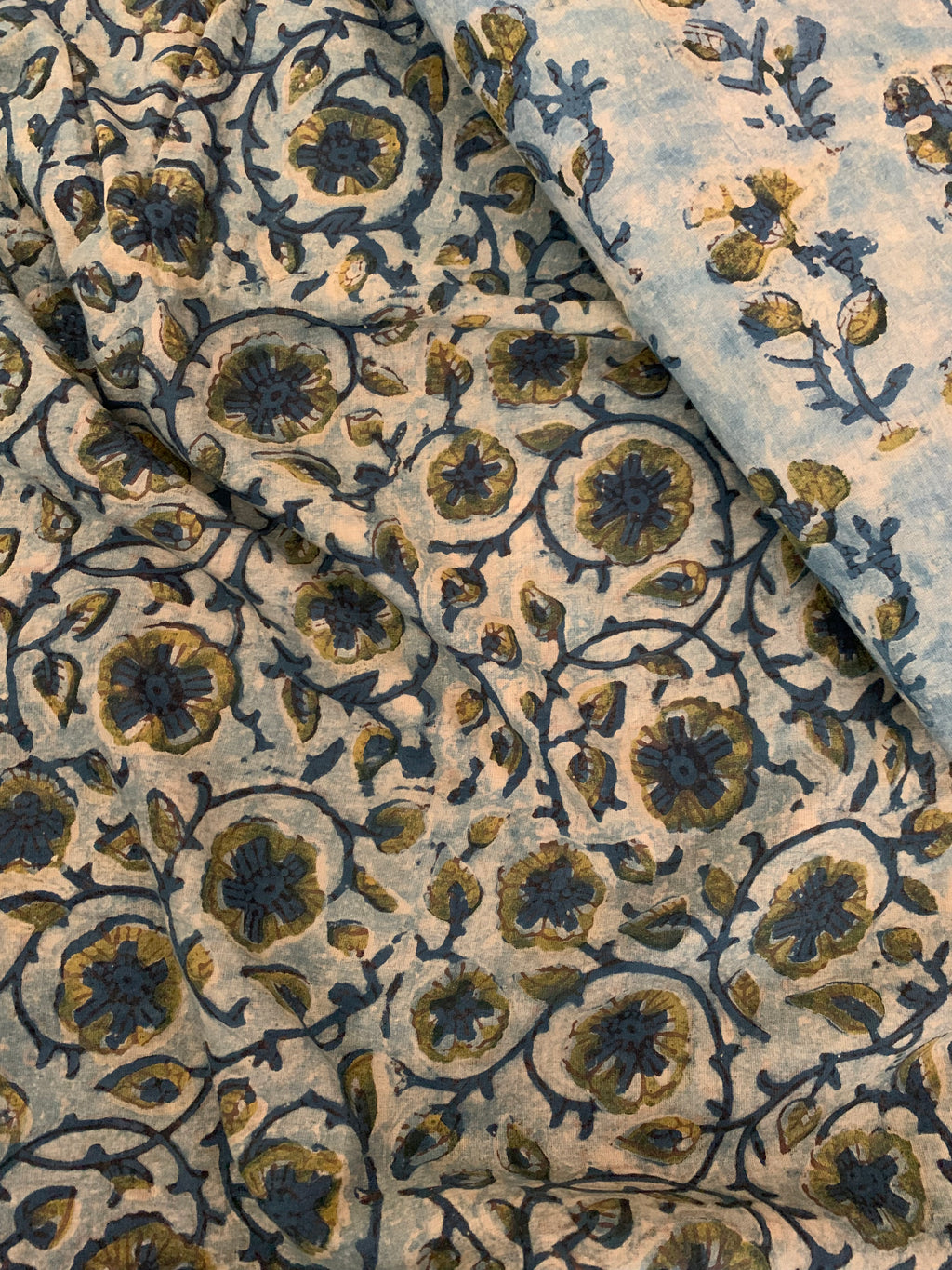Handblock Ajrakh Cotton Kurta Bottom Set