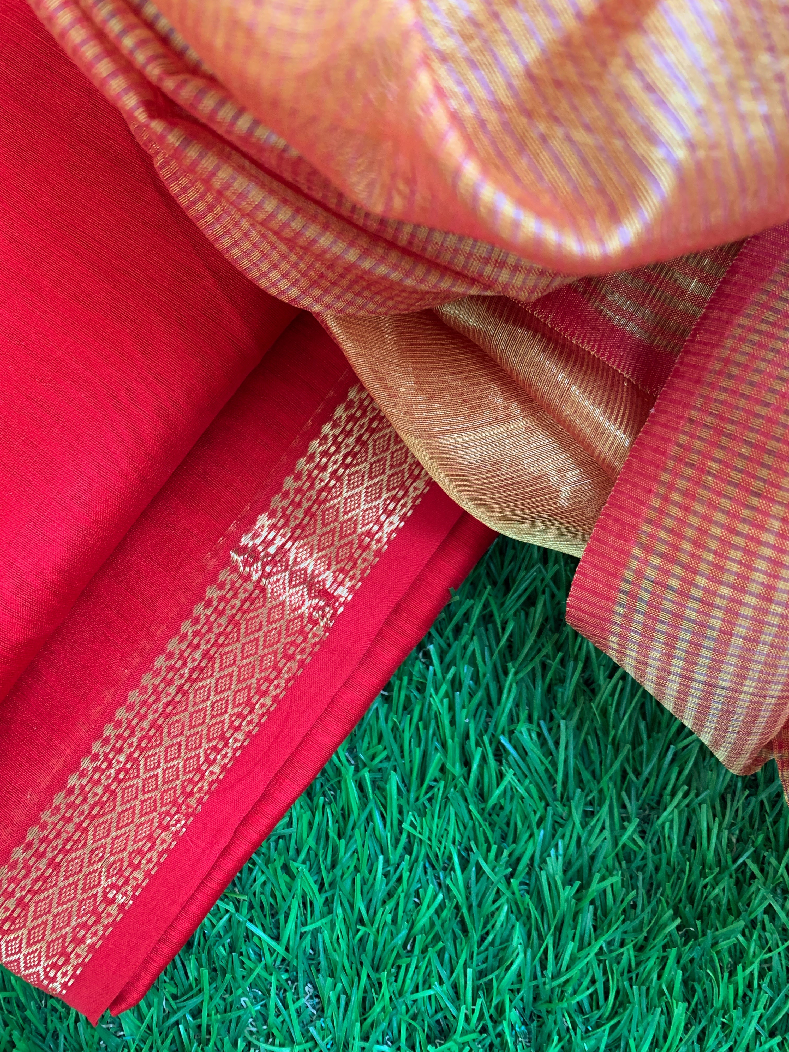 Handwoven Maheshwari Kurta dupatta set