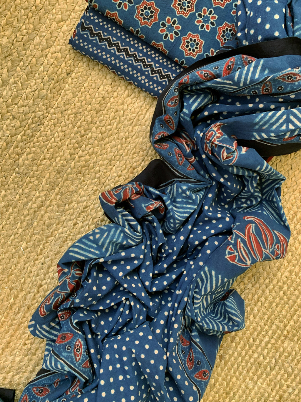 Natural Dyes Handblock Ajrakh Cotton Suit