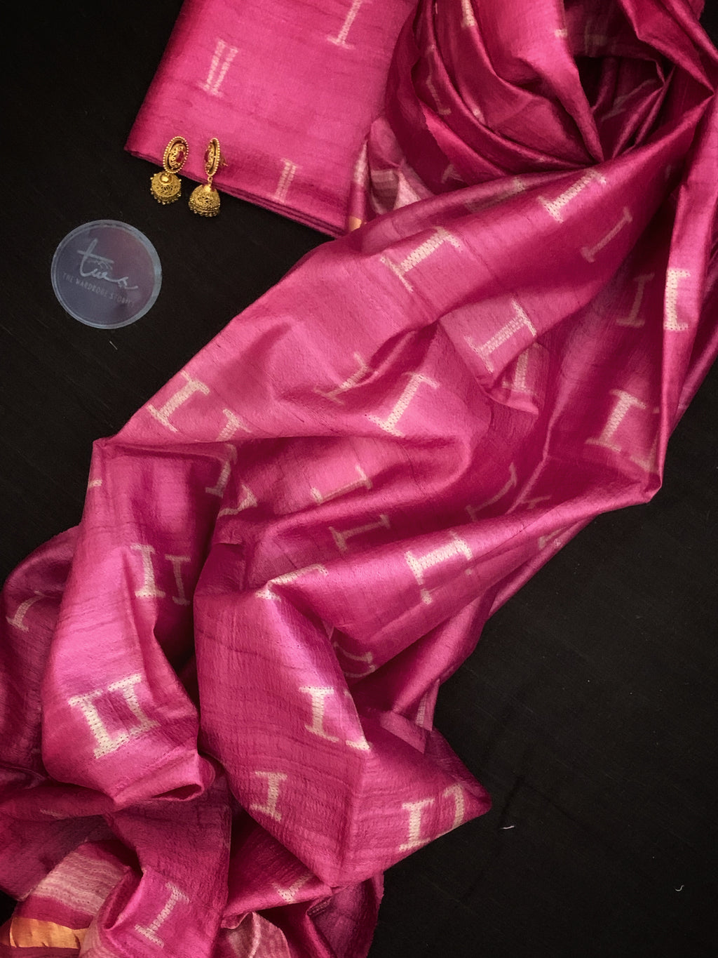 Handwoven & Handmade Tussar Shibori Kurta Dupatta Set