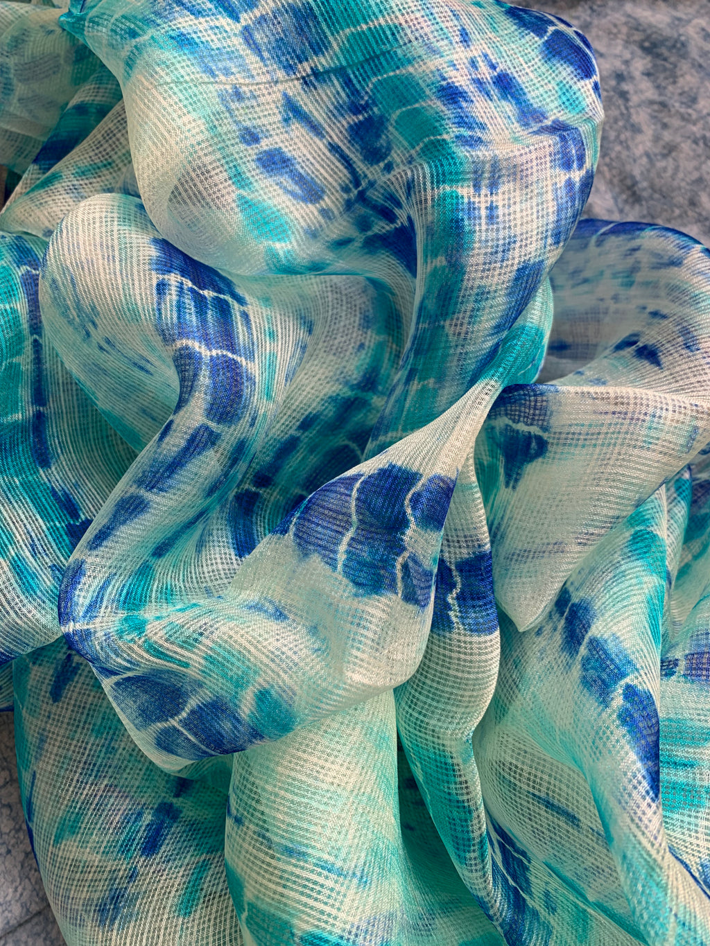 Handcrafted Tie-Dye Silk Kota Doria Dupatta