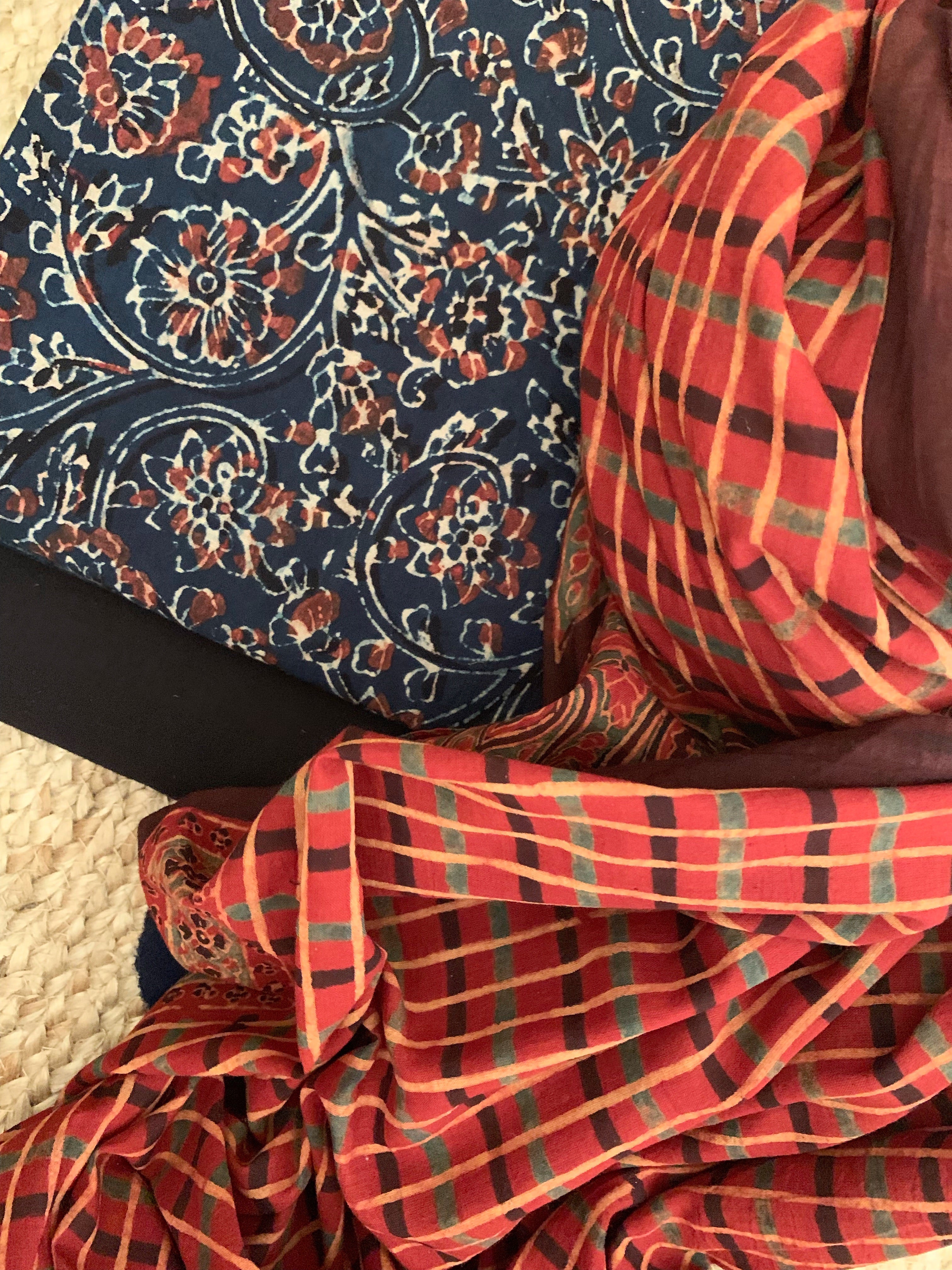 Handblock Ajrakh Suit