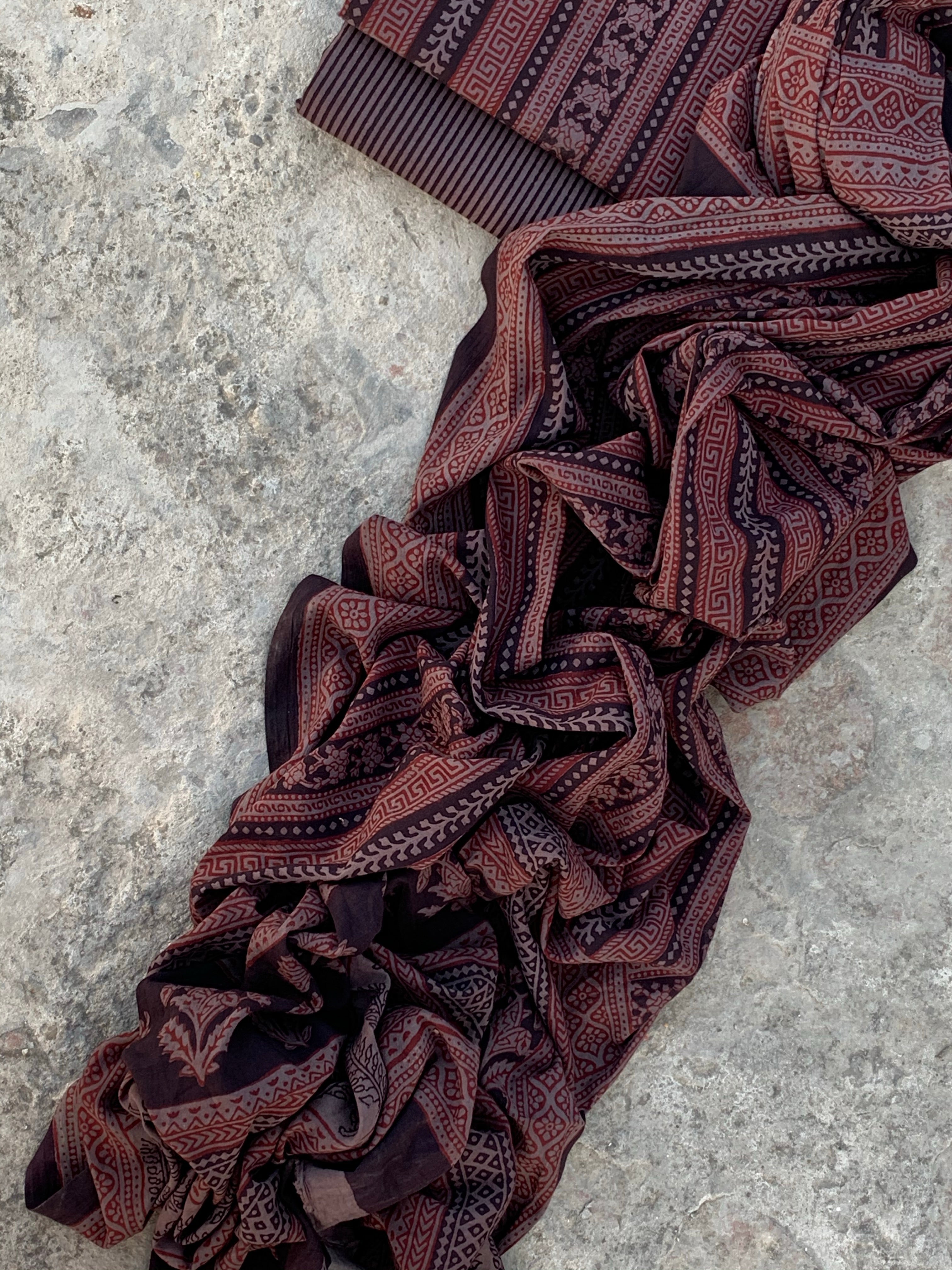 Natural Dyed Bagh Handblock Cotton Suit