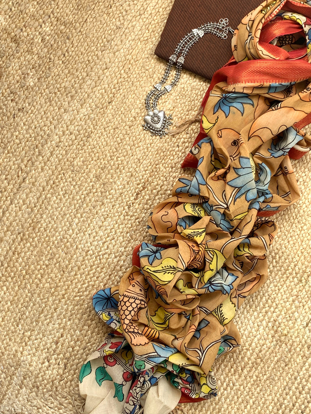Handwoven Handcrafted Kalamkari Kurta Dupatta Set