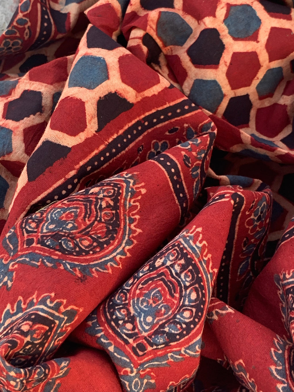 Handblock Ajrakh Cotton Suit