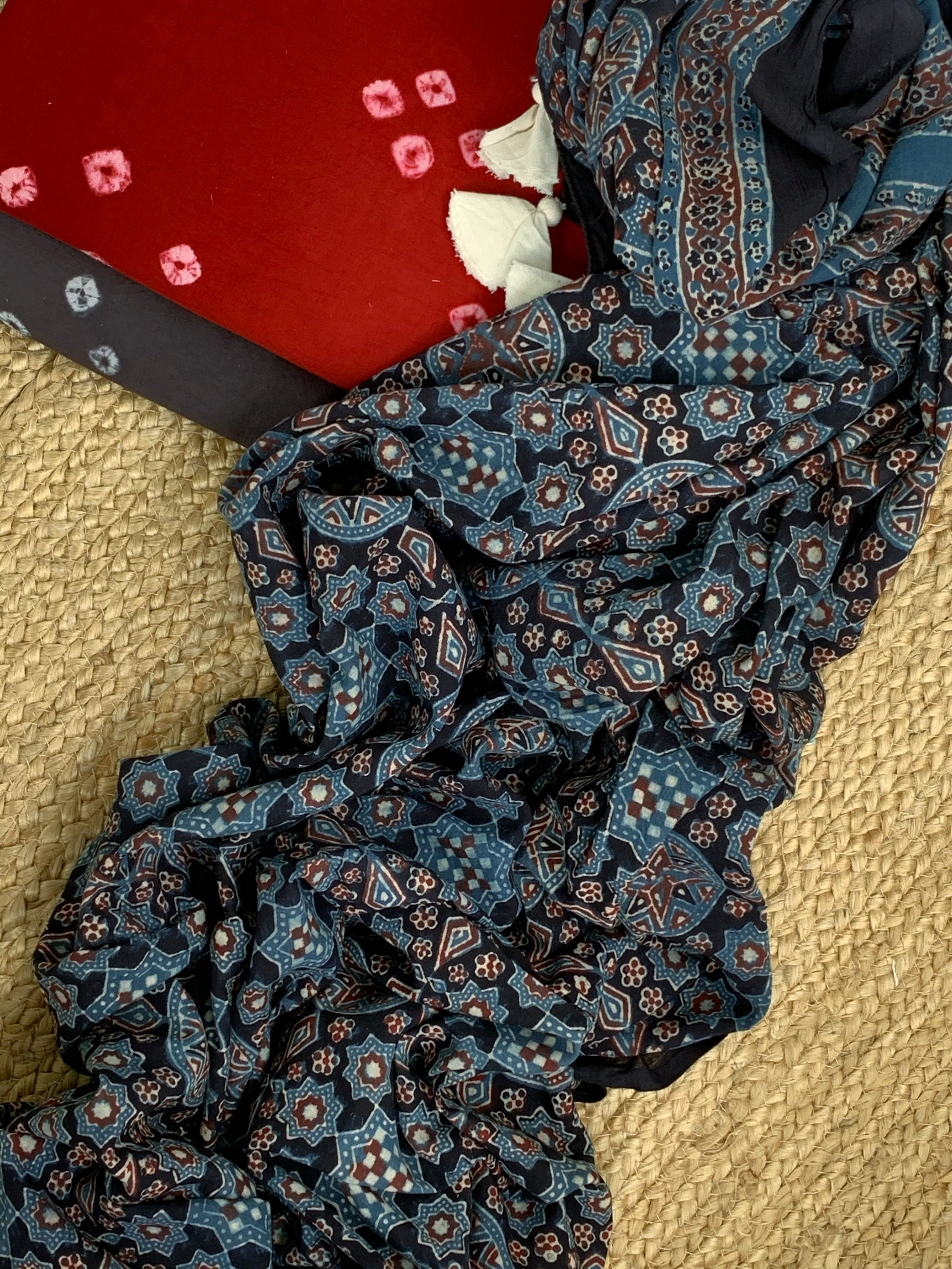 Handcrafted Bandhani Ajrakh Cotton Suit