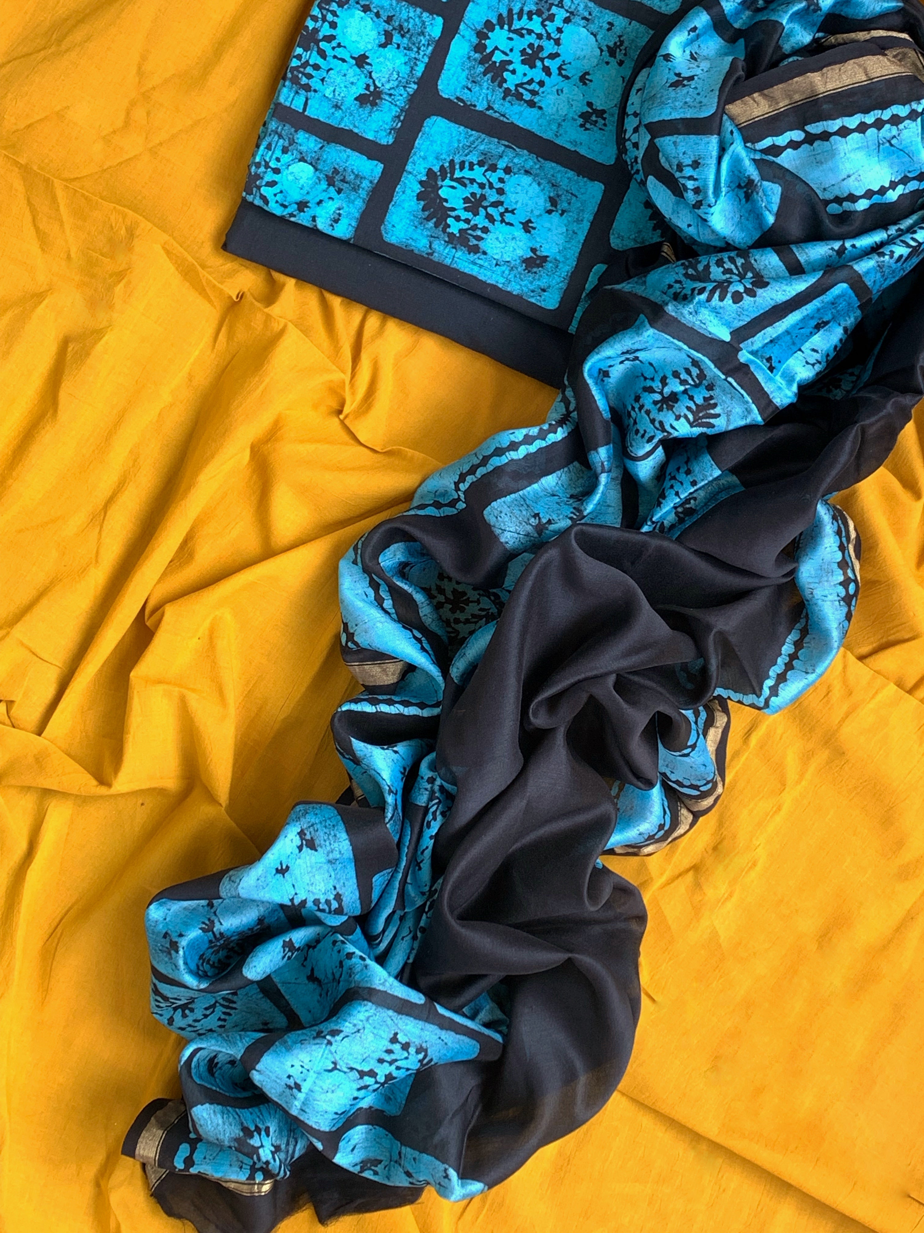 Handblock Batik Cotton Chanderi Suit