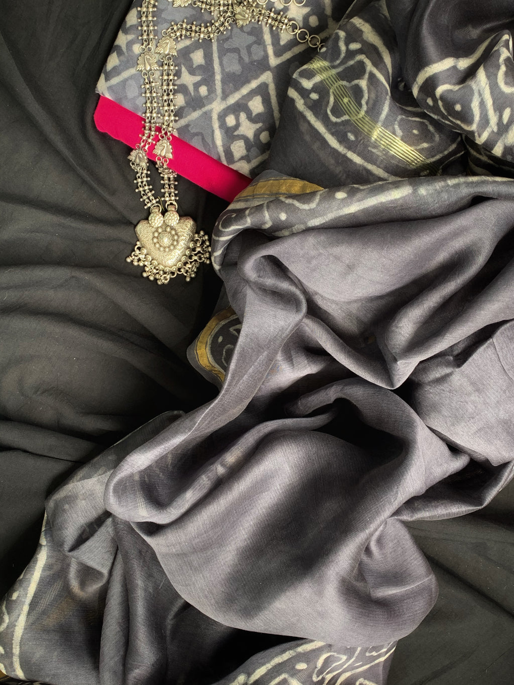 Handblock Chanderi Suit