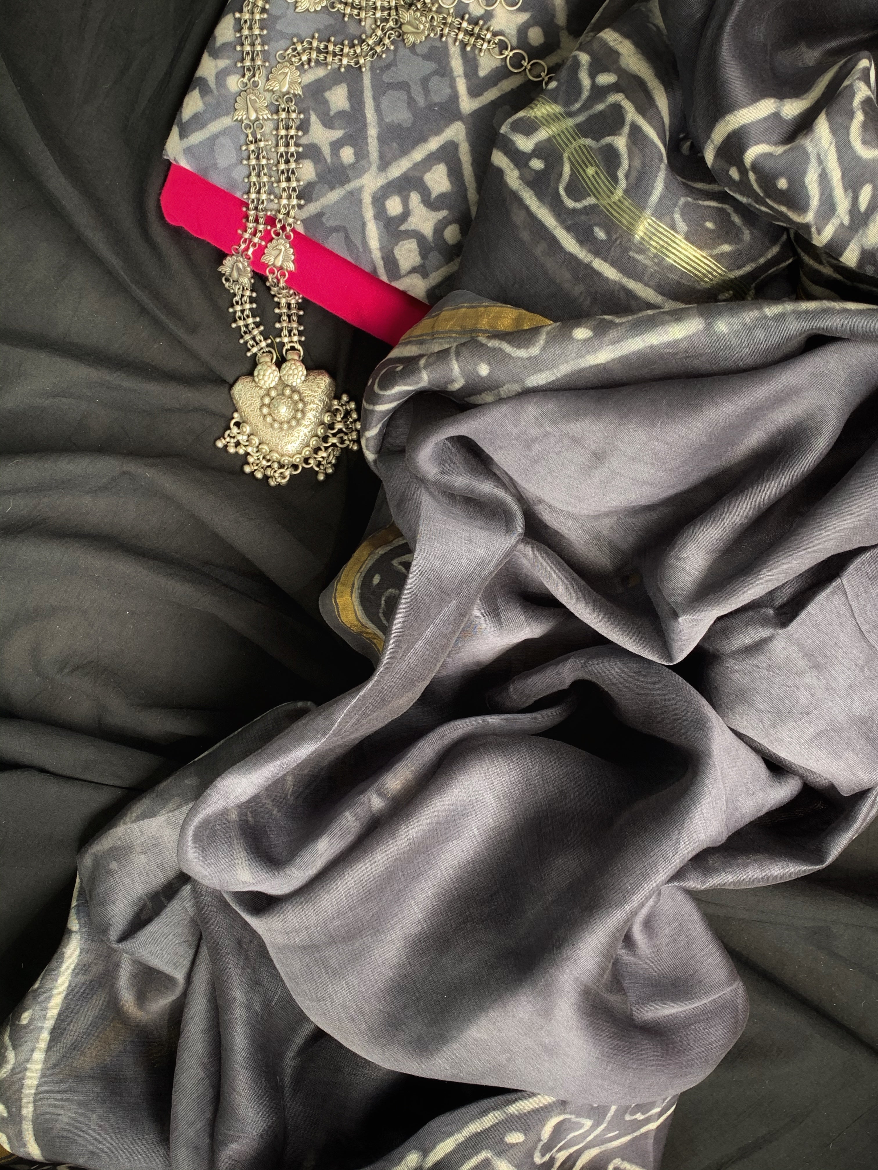 Handblock Chanderi Suit