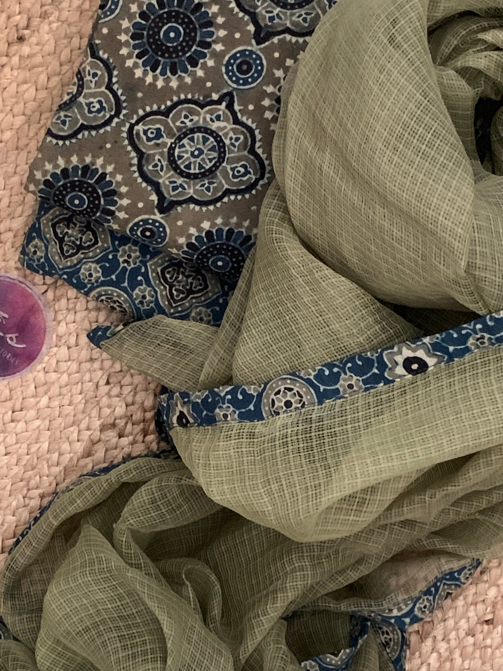 Handblock Ajrakh Cotton Kota Suit