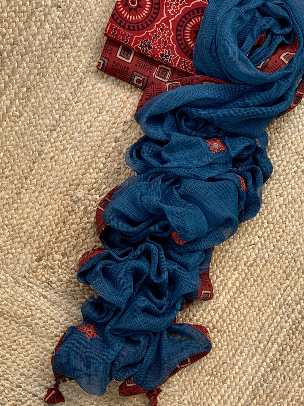 Handblock Ajrakh Cotton Kota Suit