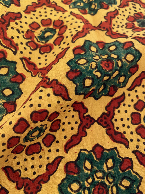 Hand Block Printed Ajrakh Natural Dyed Cotton Fabric Kurta Bottom Set