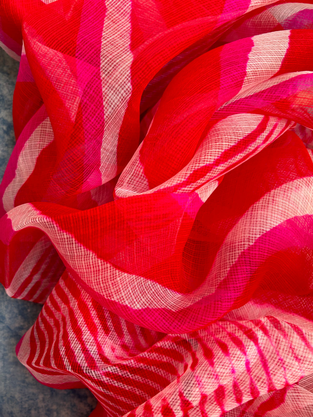 Handcrafted Tie-Dye Silk Kota Doria Dupatta