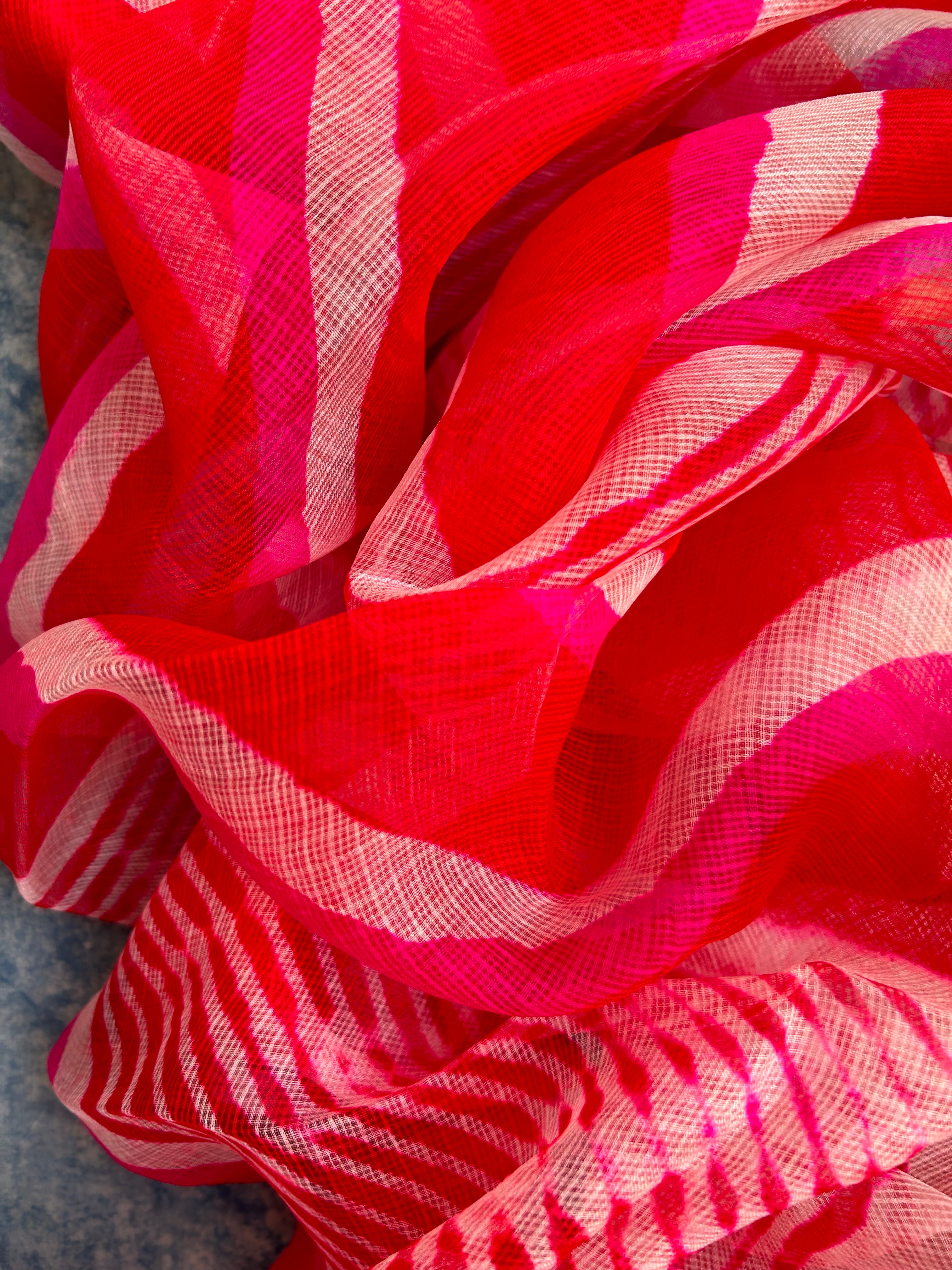 Handcrafted Tie-Dye Silk Kota Doria Dupatta