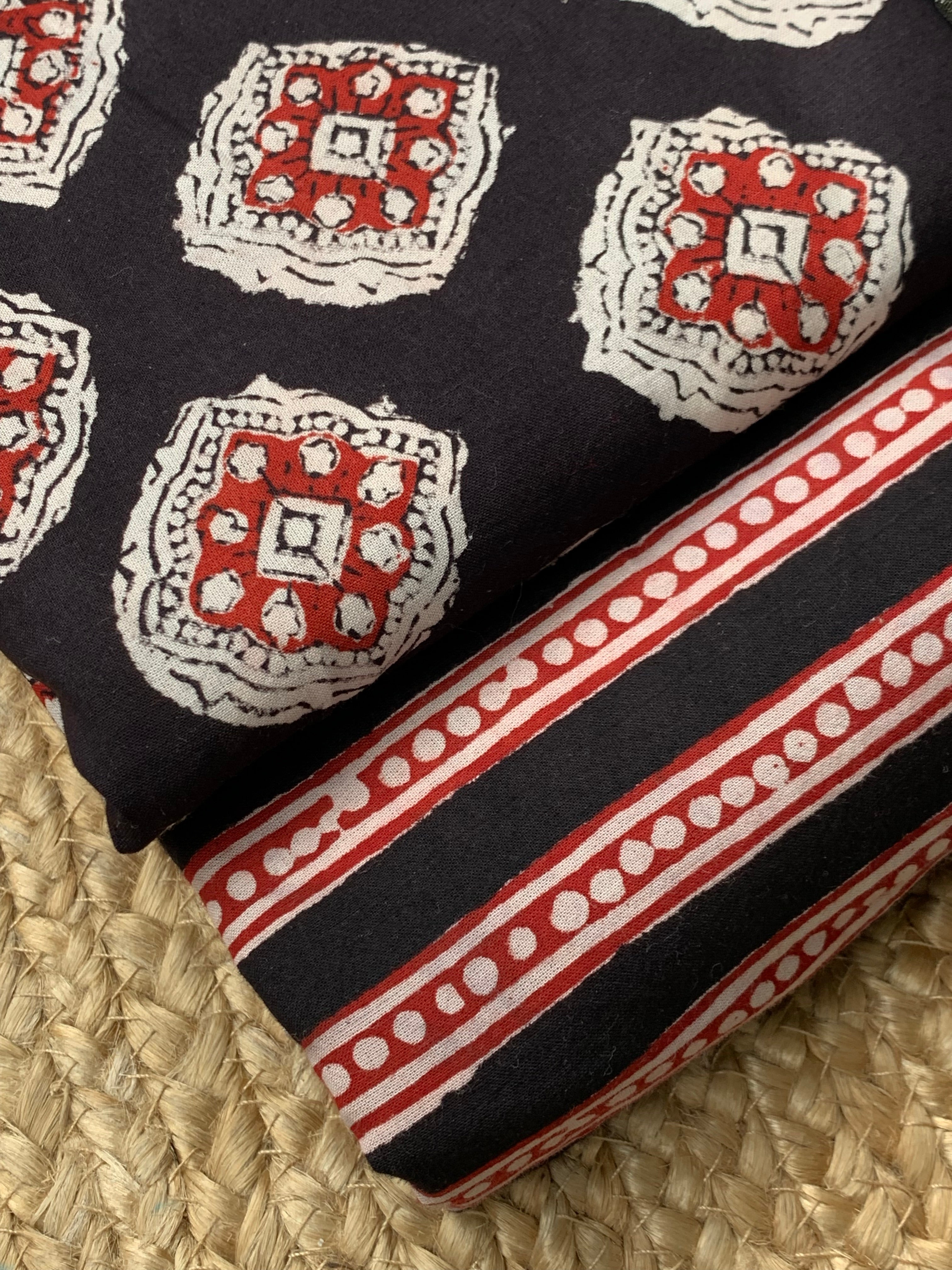 Handblock Cotton Chanderi Suit