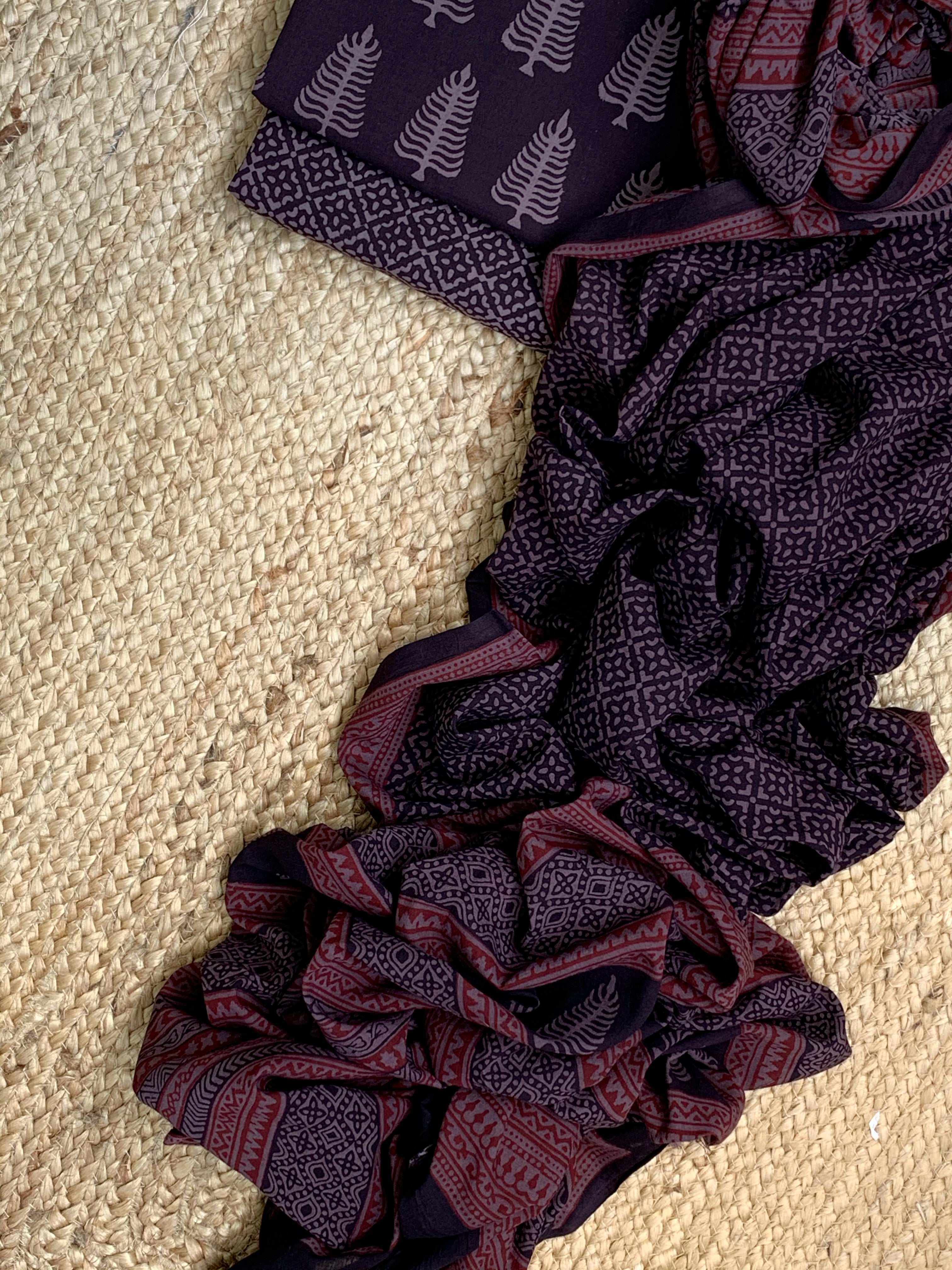 Natural Dyed Bagh Handblock Cotton Suit