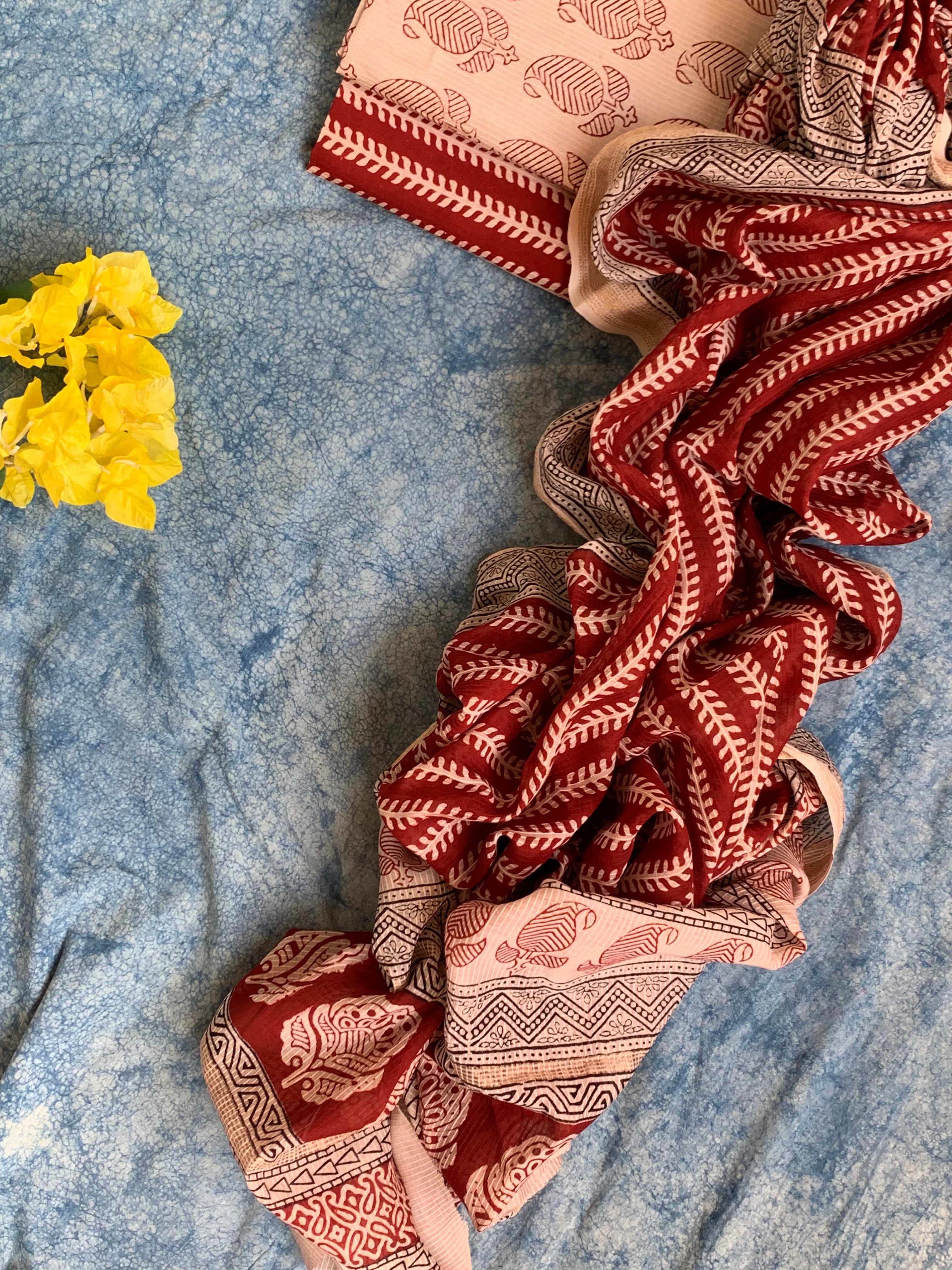 Handblock Maheshwari Bagh Suit