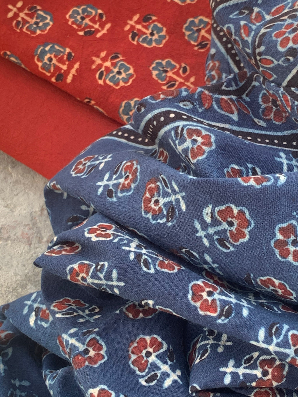 Handblock Ajrakh Cotton Suit