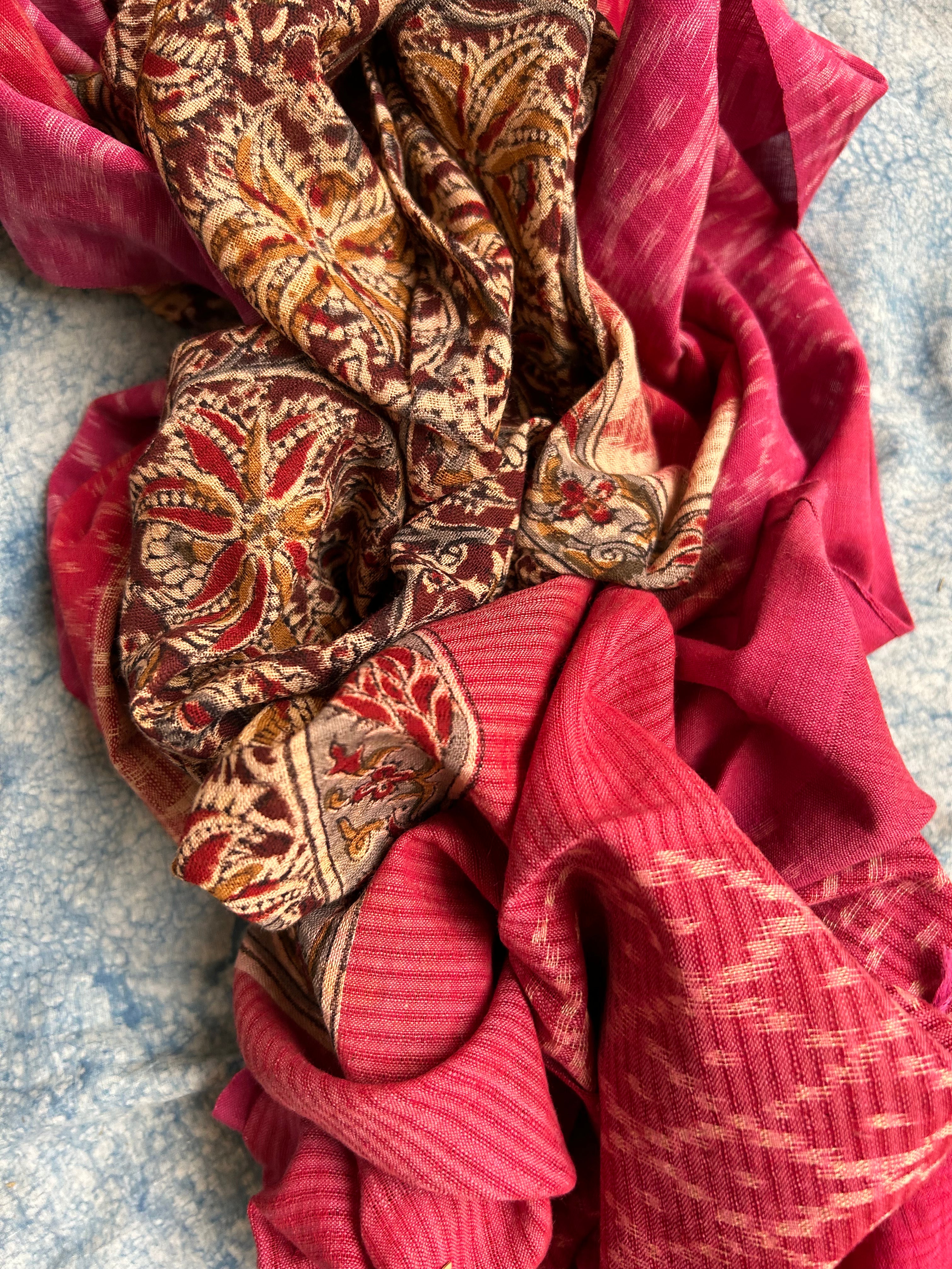 Handwoven Handcrafted Double Ikat Kalamkari Kurta Dupatta Set