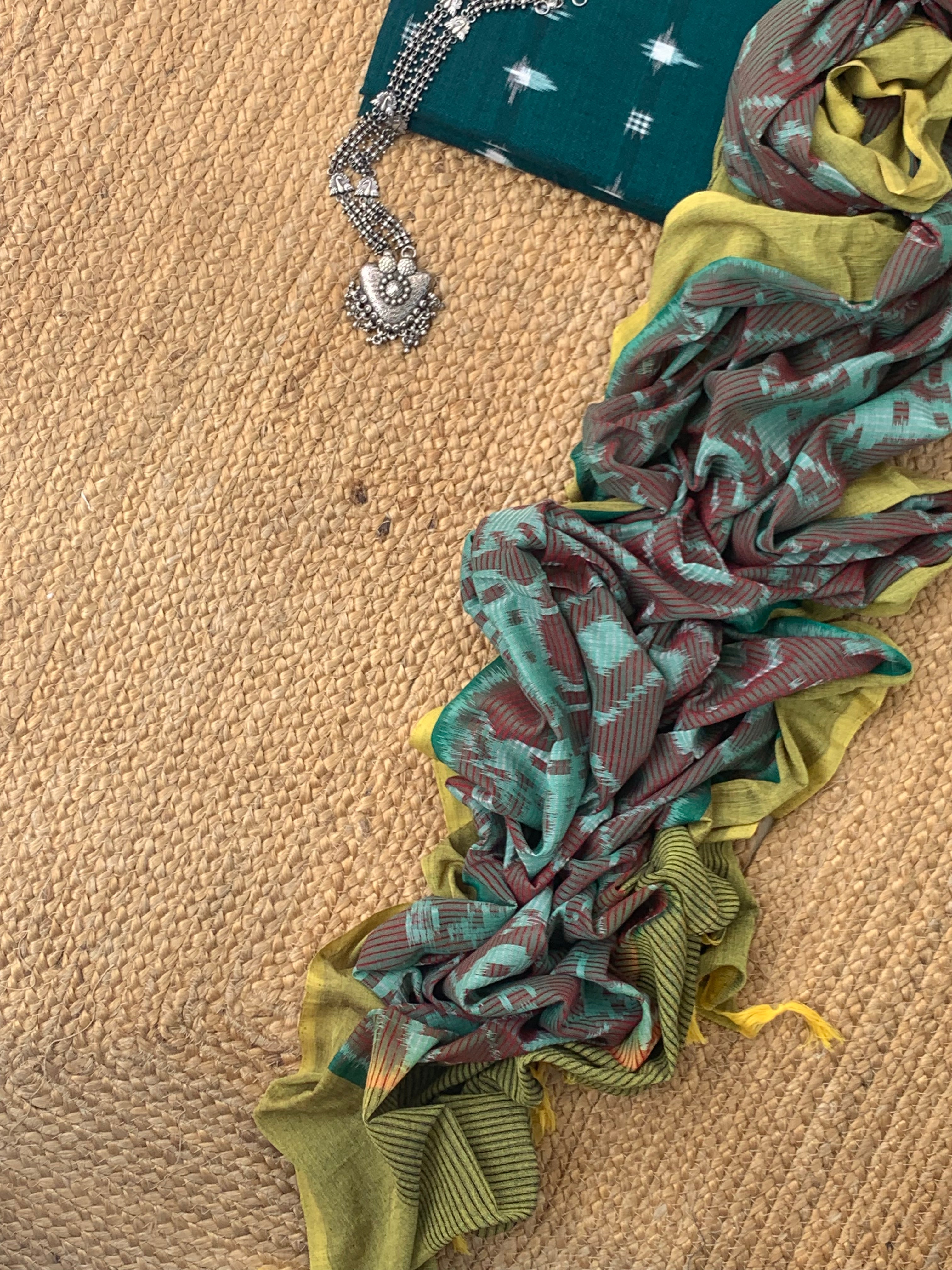 Handwoven Double Ikat Kurta Dupatta Set