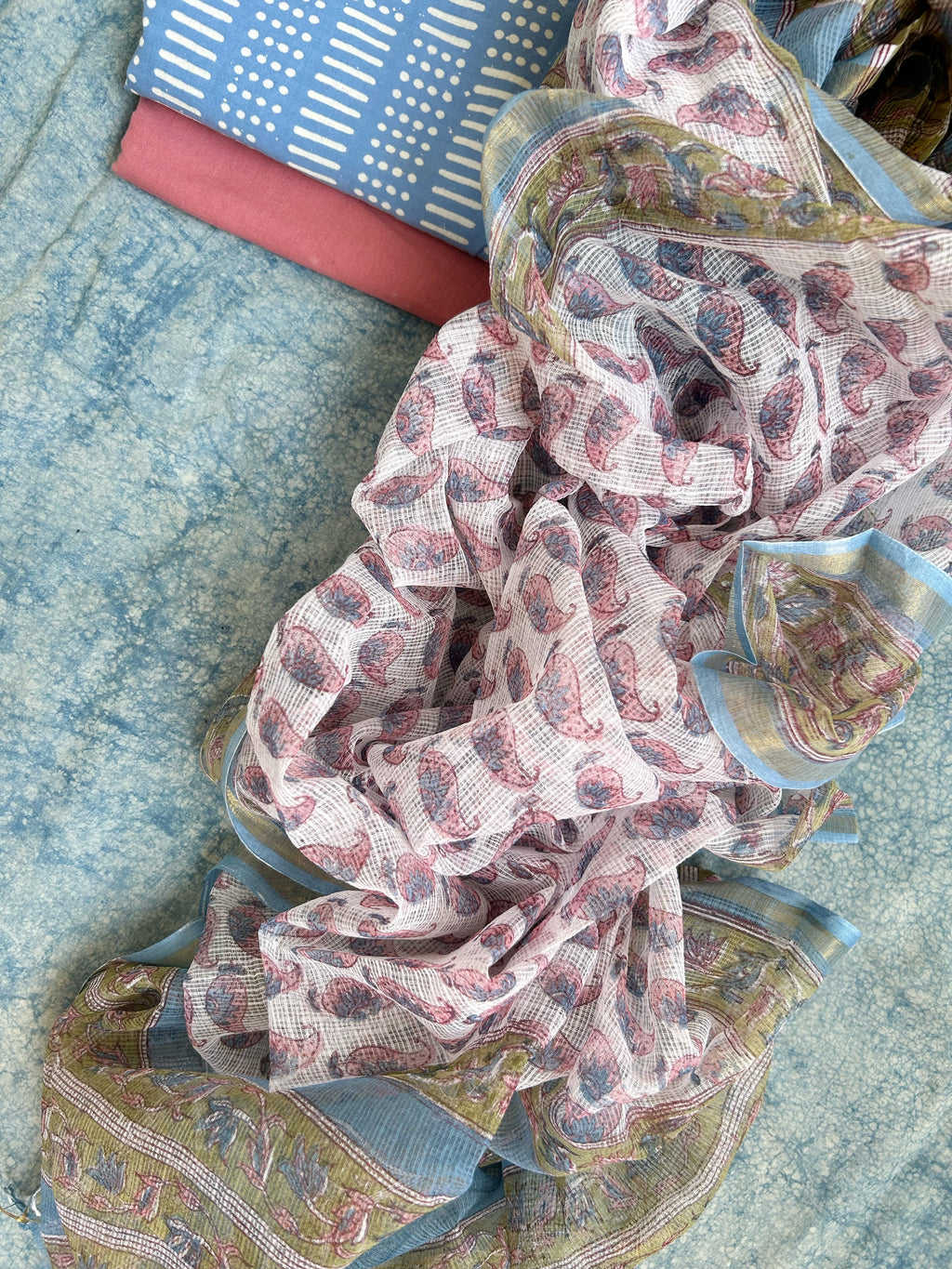 Handcrafted Cotton Kota Dupatta Suit