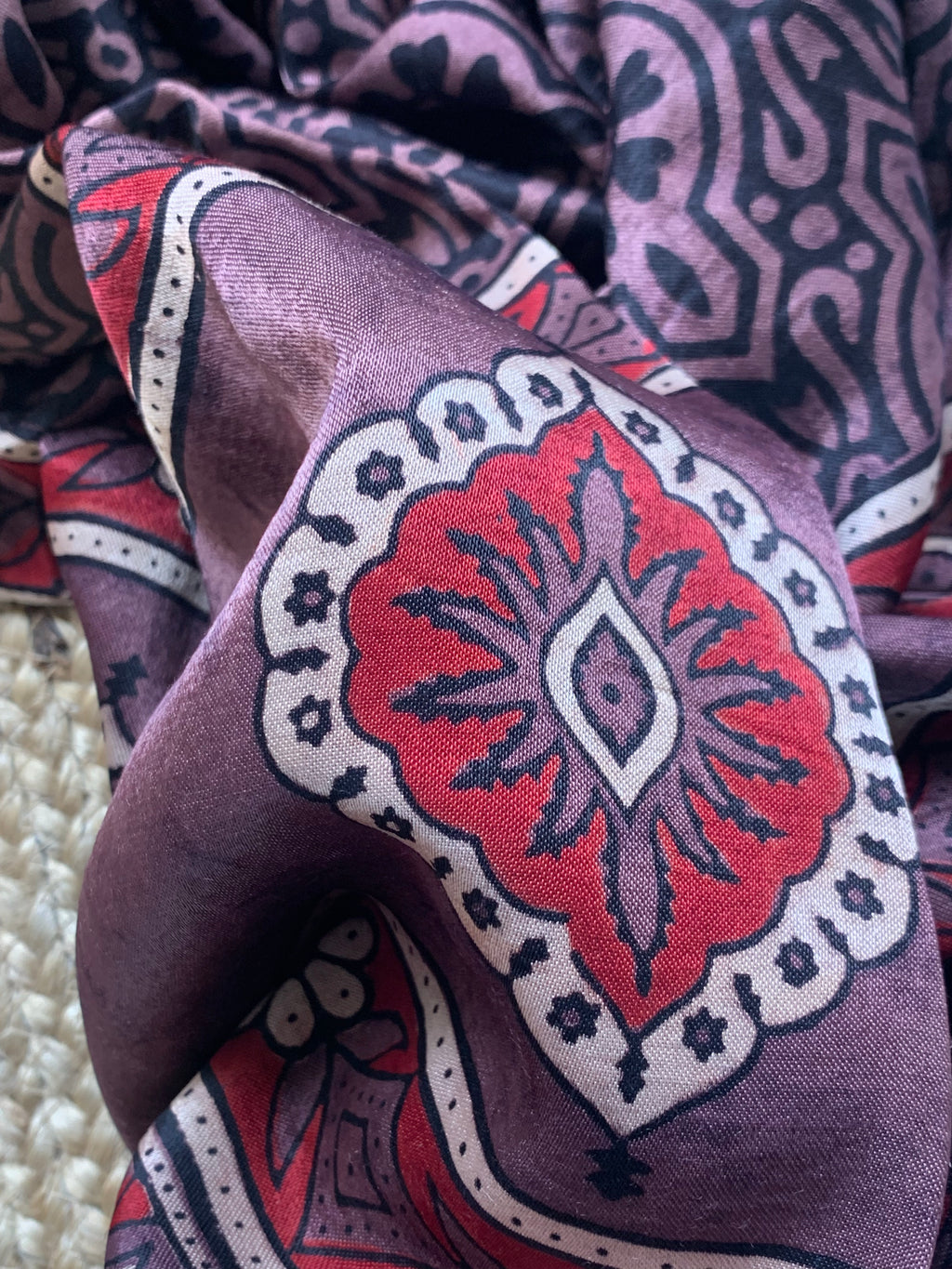 Hand Block Natural Dyes Ajrakh Mashru Silk Kurta Dupatta Set