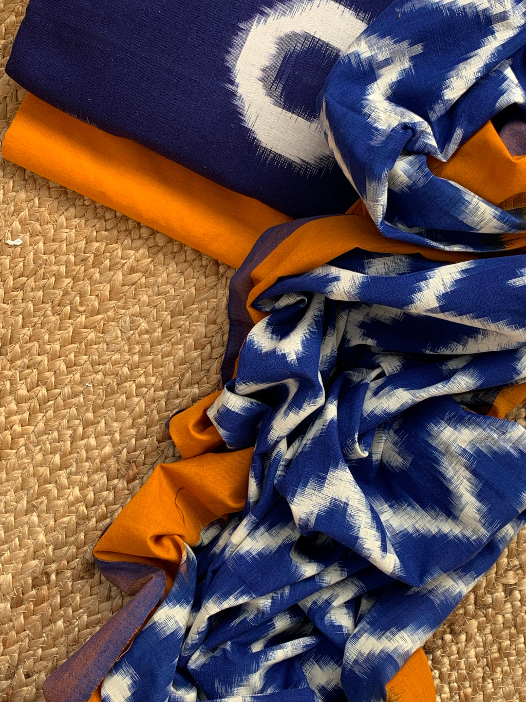 Handwoven Double Ikat Kurta  Dupatta set