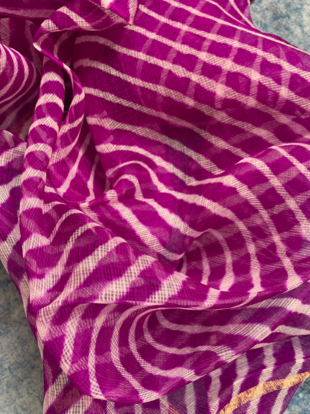 Handcrafted Tie-Dye Silk Kota Doria Dupatta