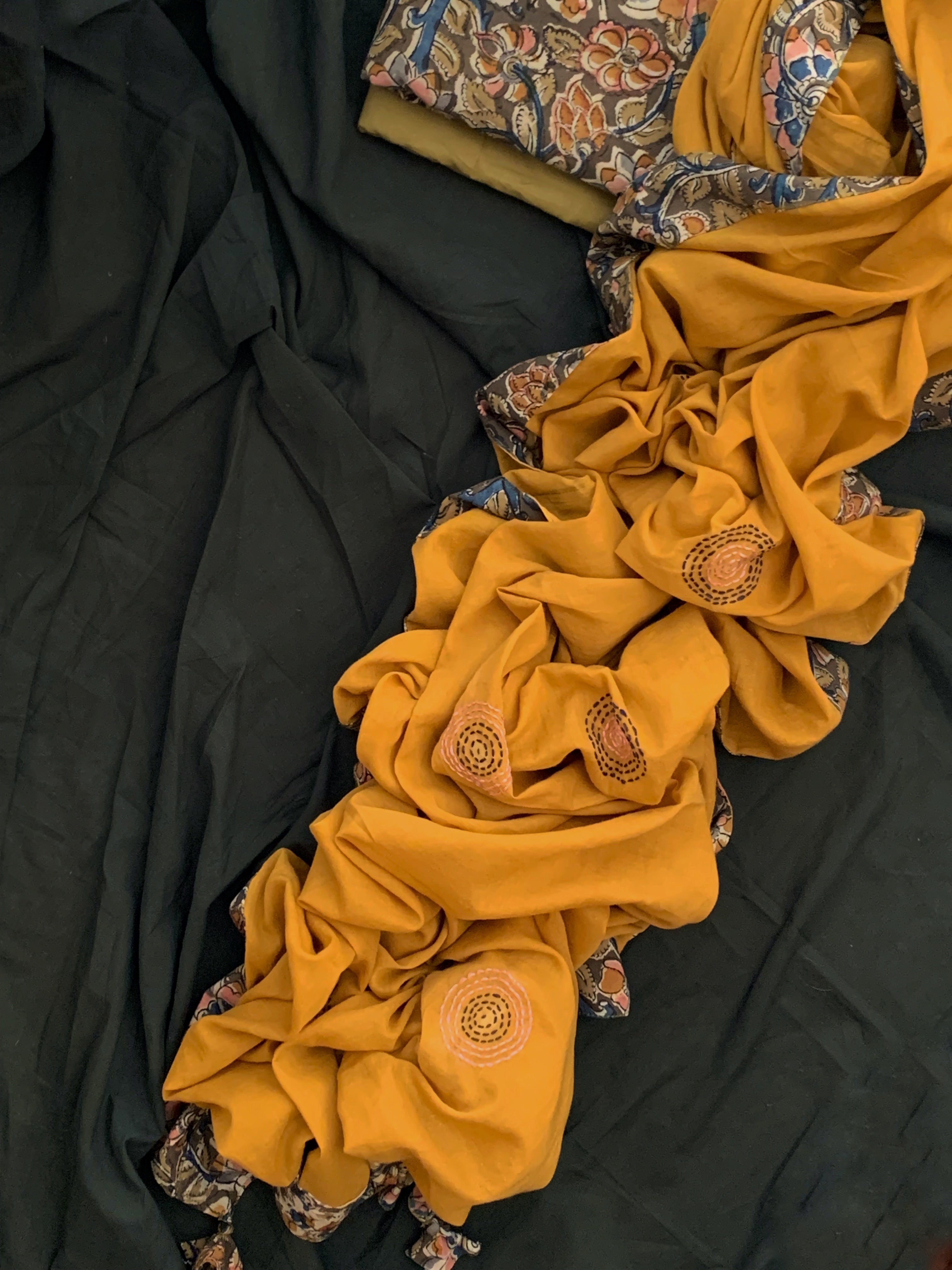 Handblock Kalamkari Cotton Mul Dupatta Suit
