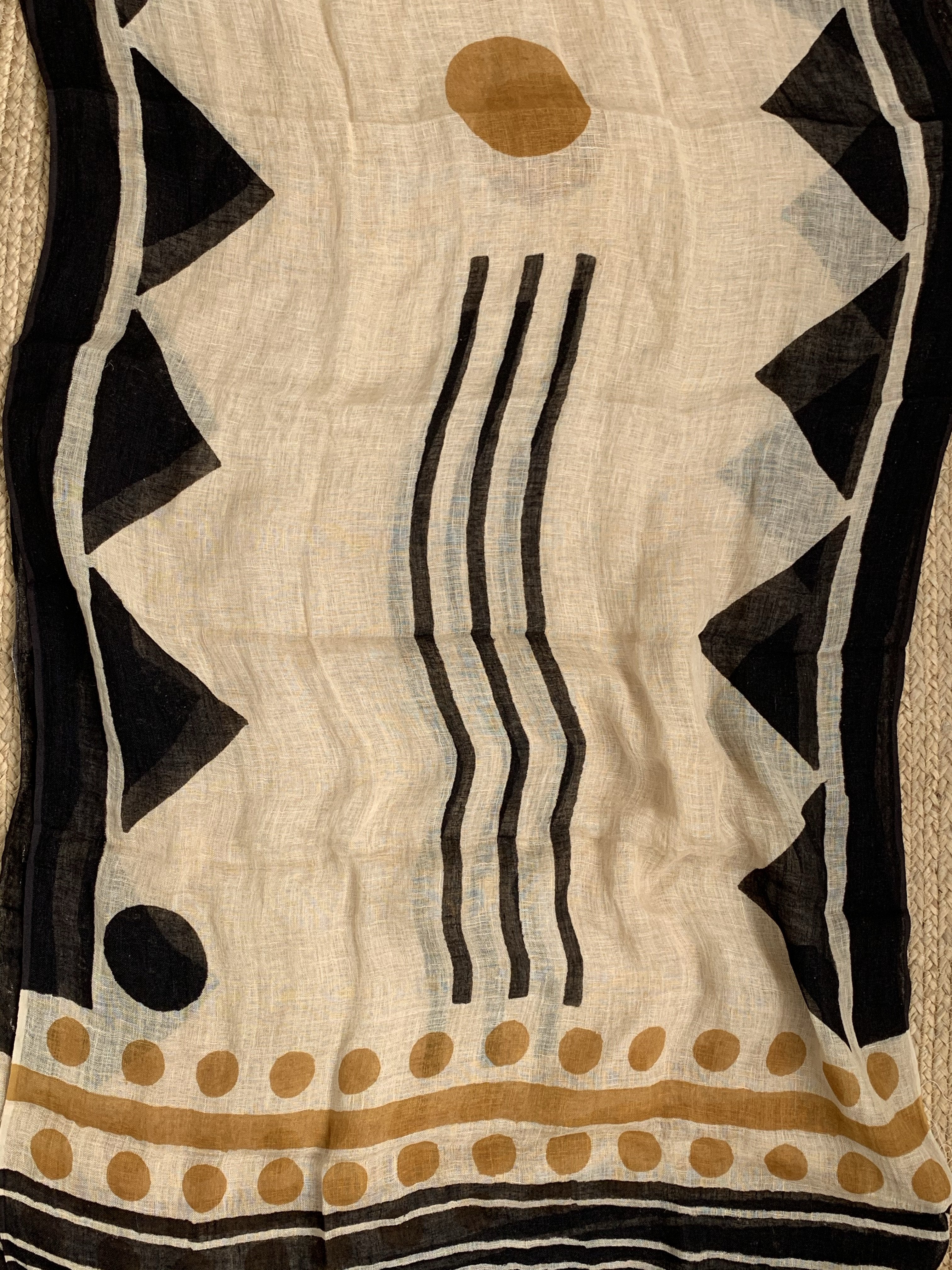 Handblock Printed Linen Dupatta