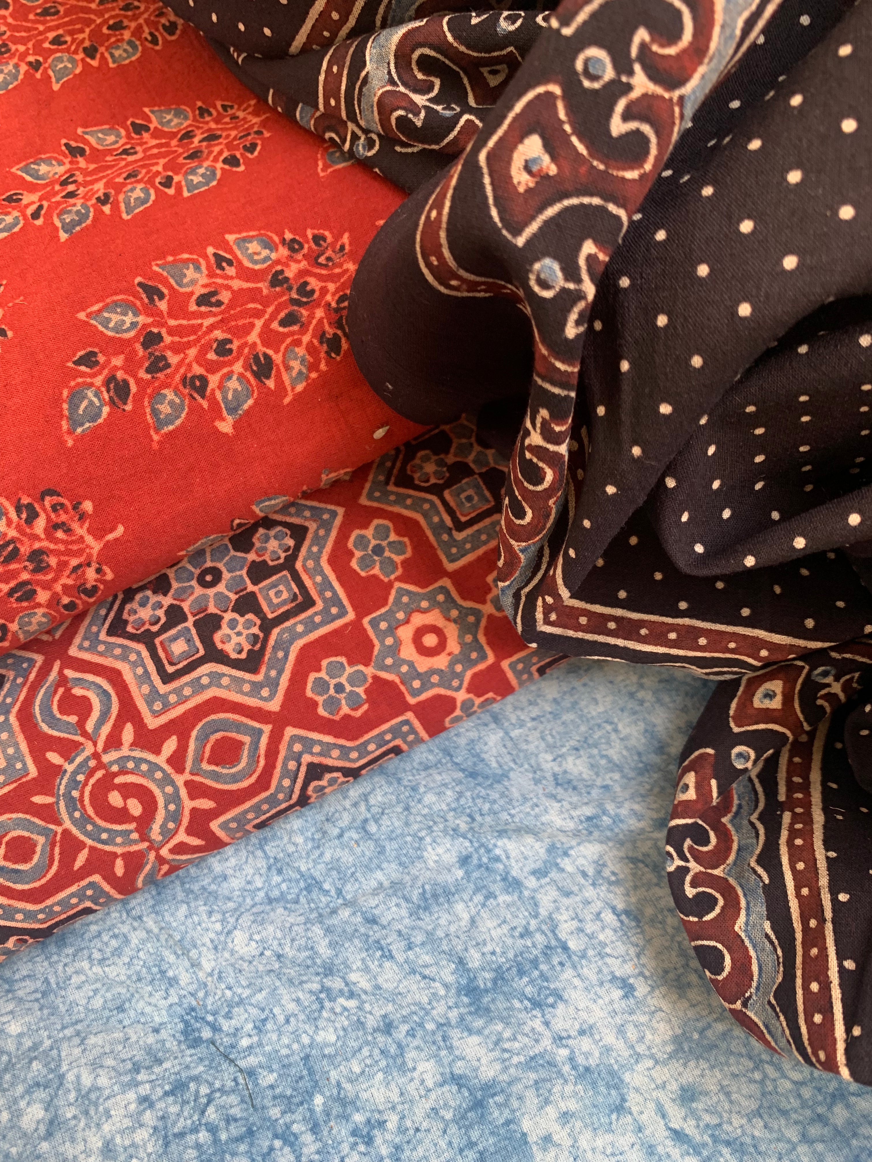 Natural Dyes Handblock Ajrakh Cotton Suit