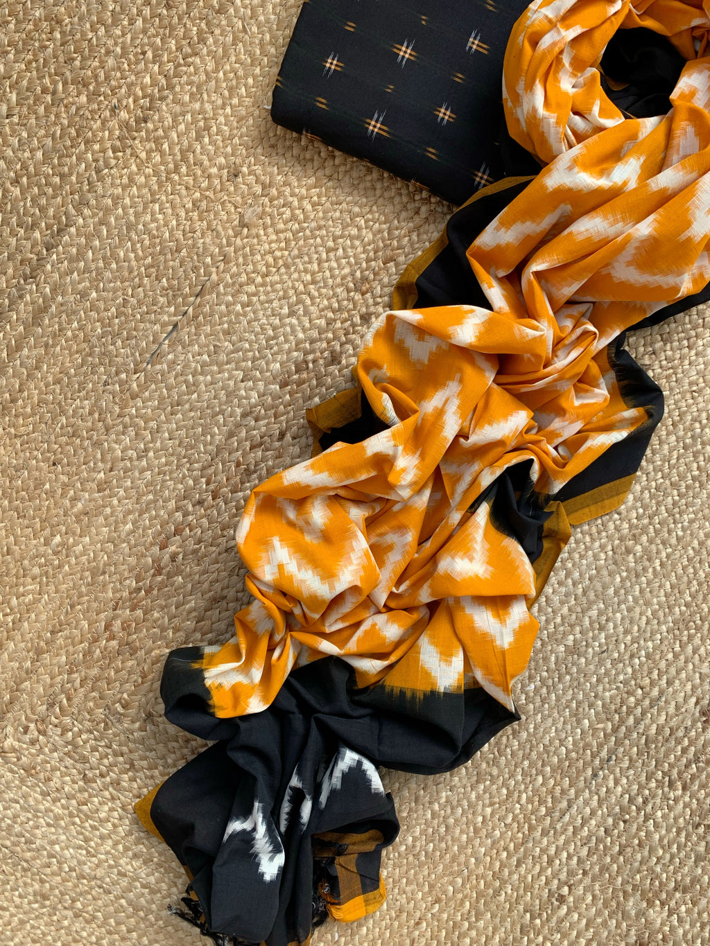 Handwoven Double Ikat Kurta  Dupatta set