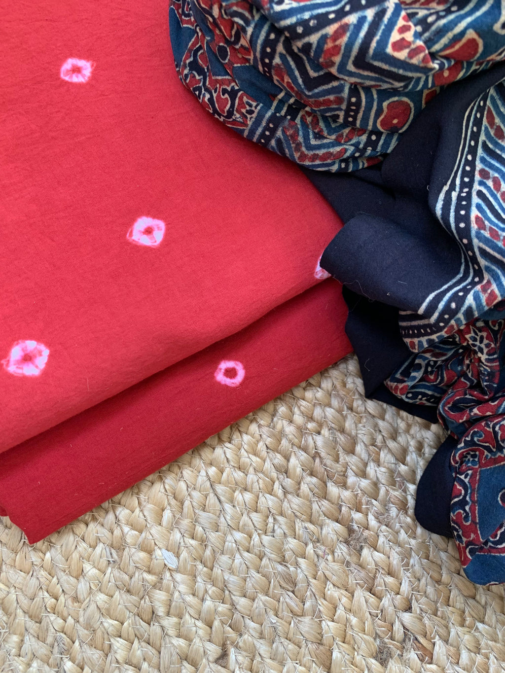 Handcrafted Bandhani Ajrakh Cotton Suit