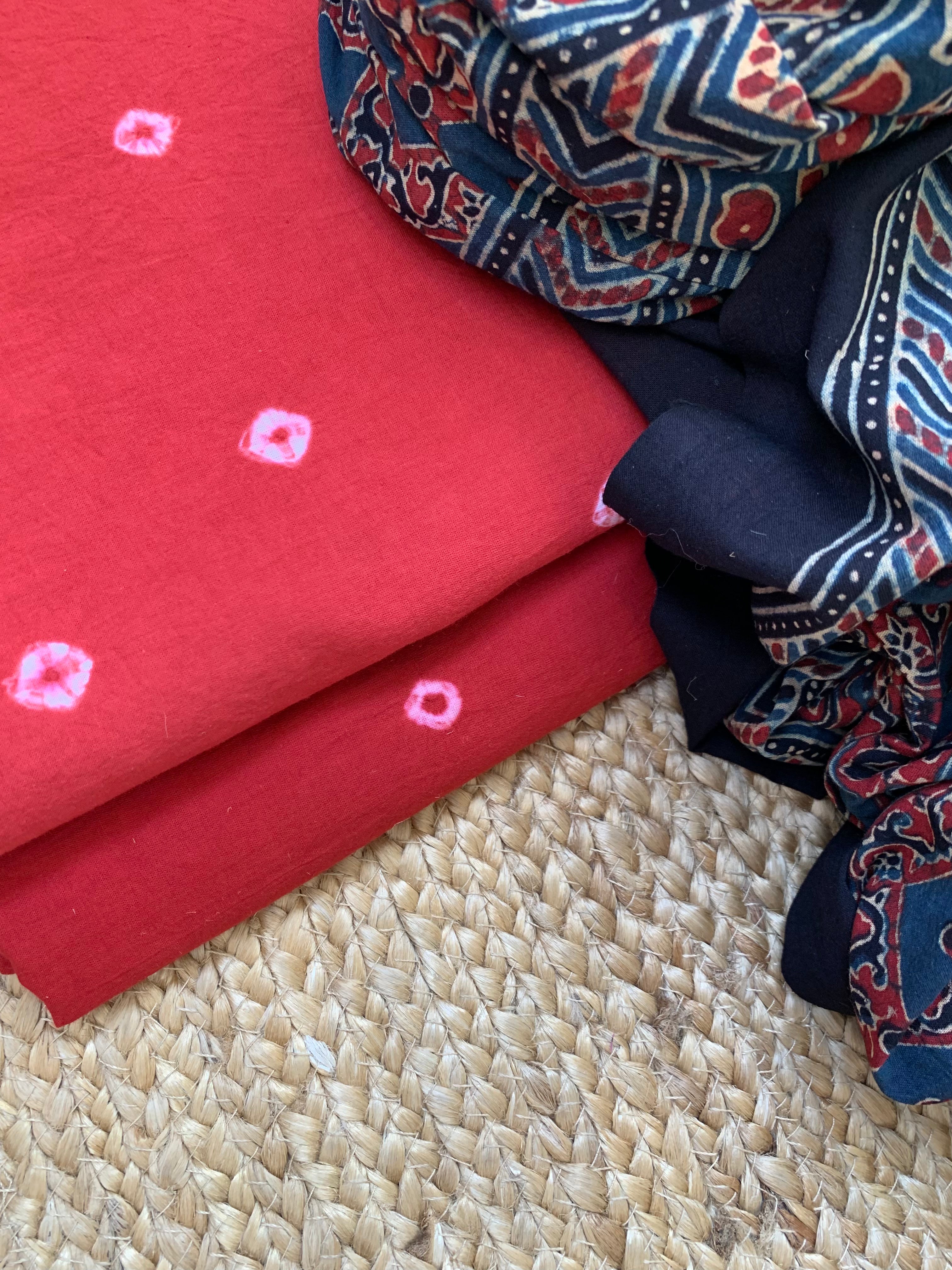 Handcrafted Bandhani Ajrakh Cotton Suit