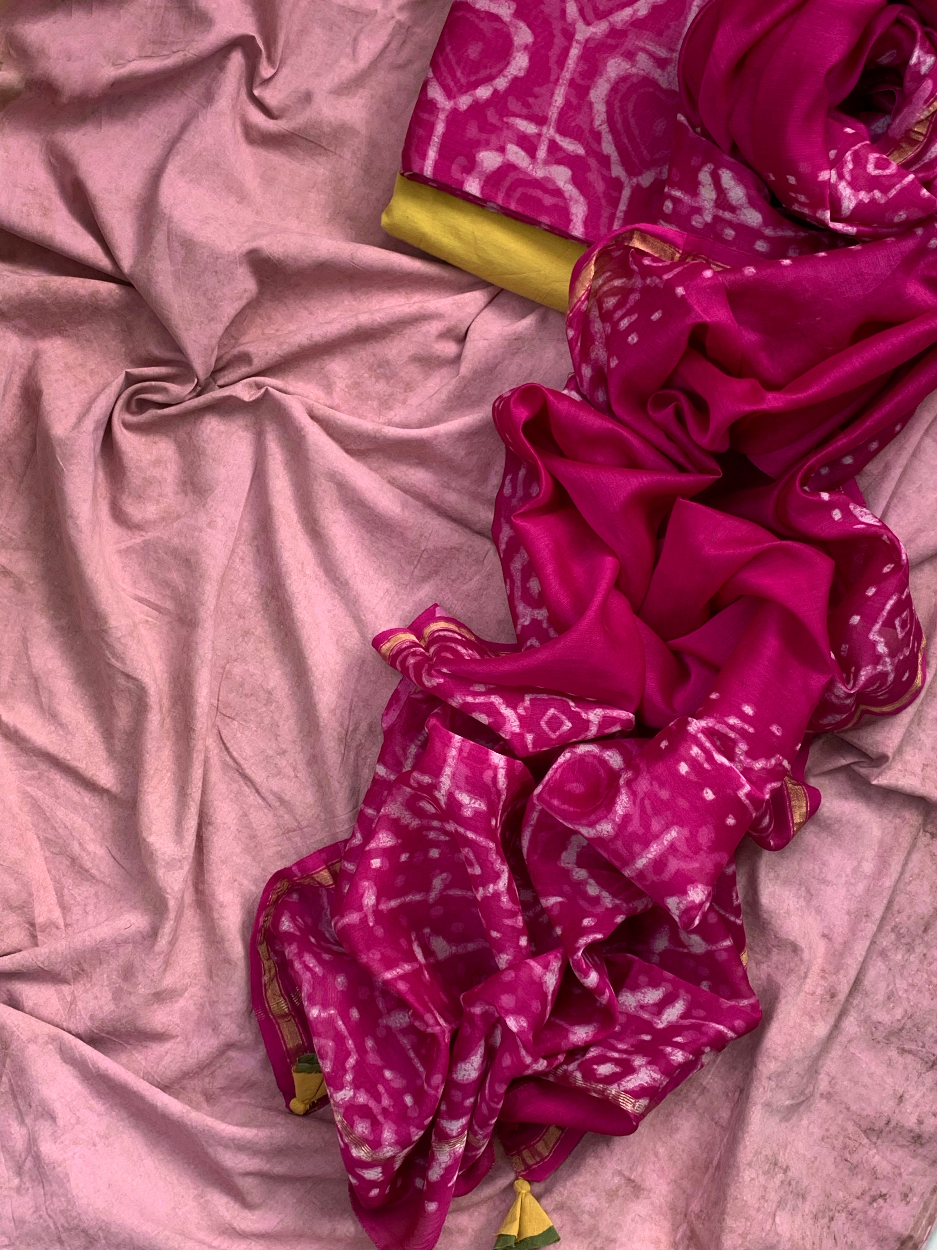 Handblock Chanderi Suit