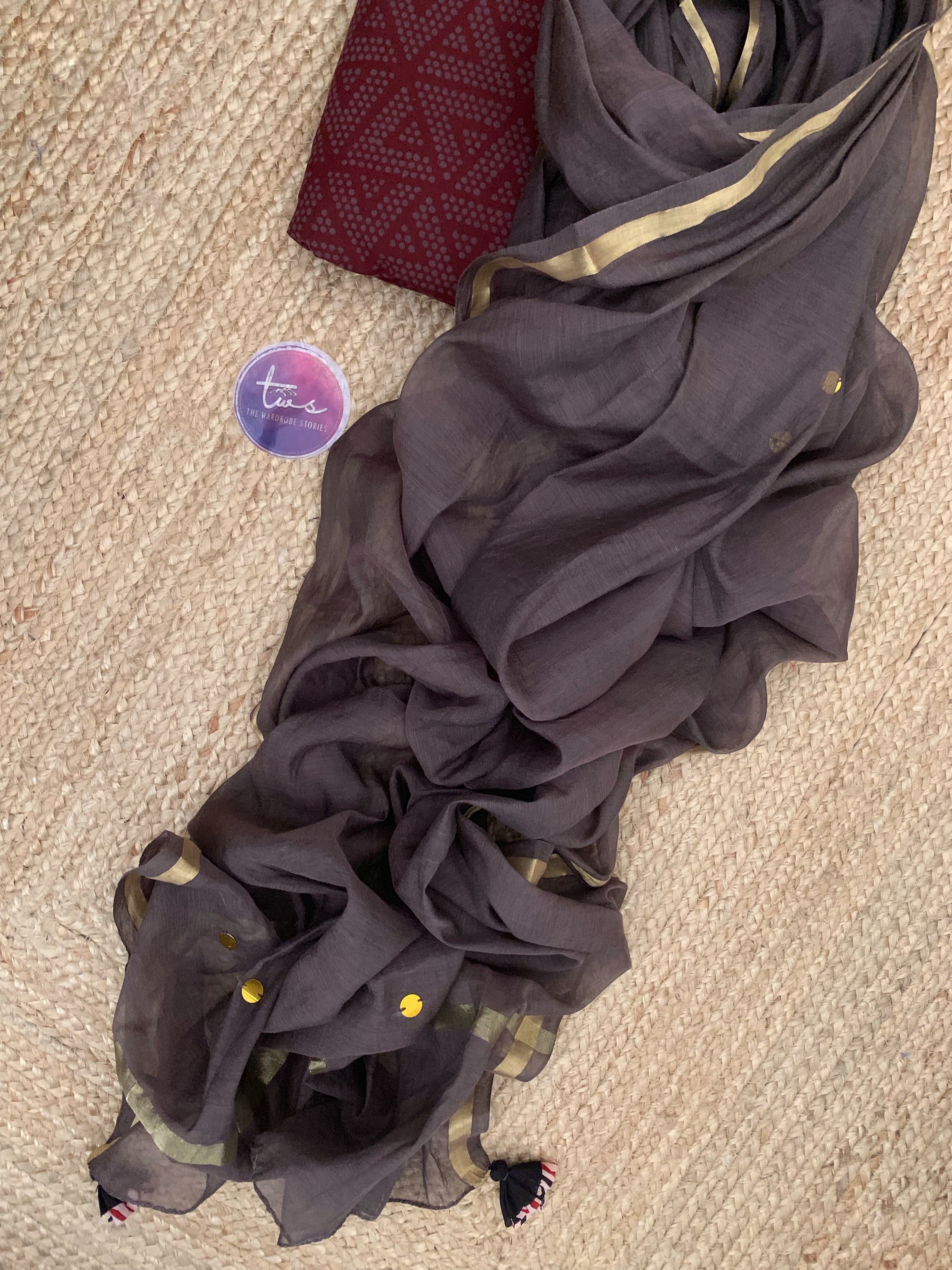 Natural Dyed Bagh Block Print Cotton Chanderi Dupatta Set
