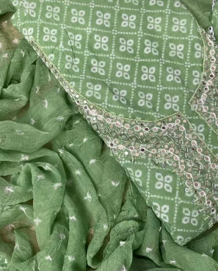 Handcrafted cotton chiffon suit