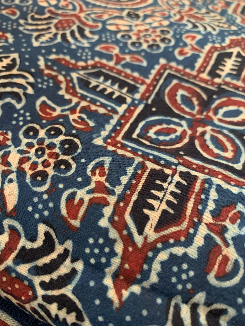 Handblock Ajrakh Cotton Kurta Bottom Set