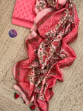 Coral Pink Handcrafted Cotton Chanderi Suit