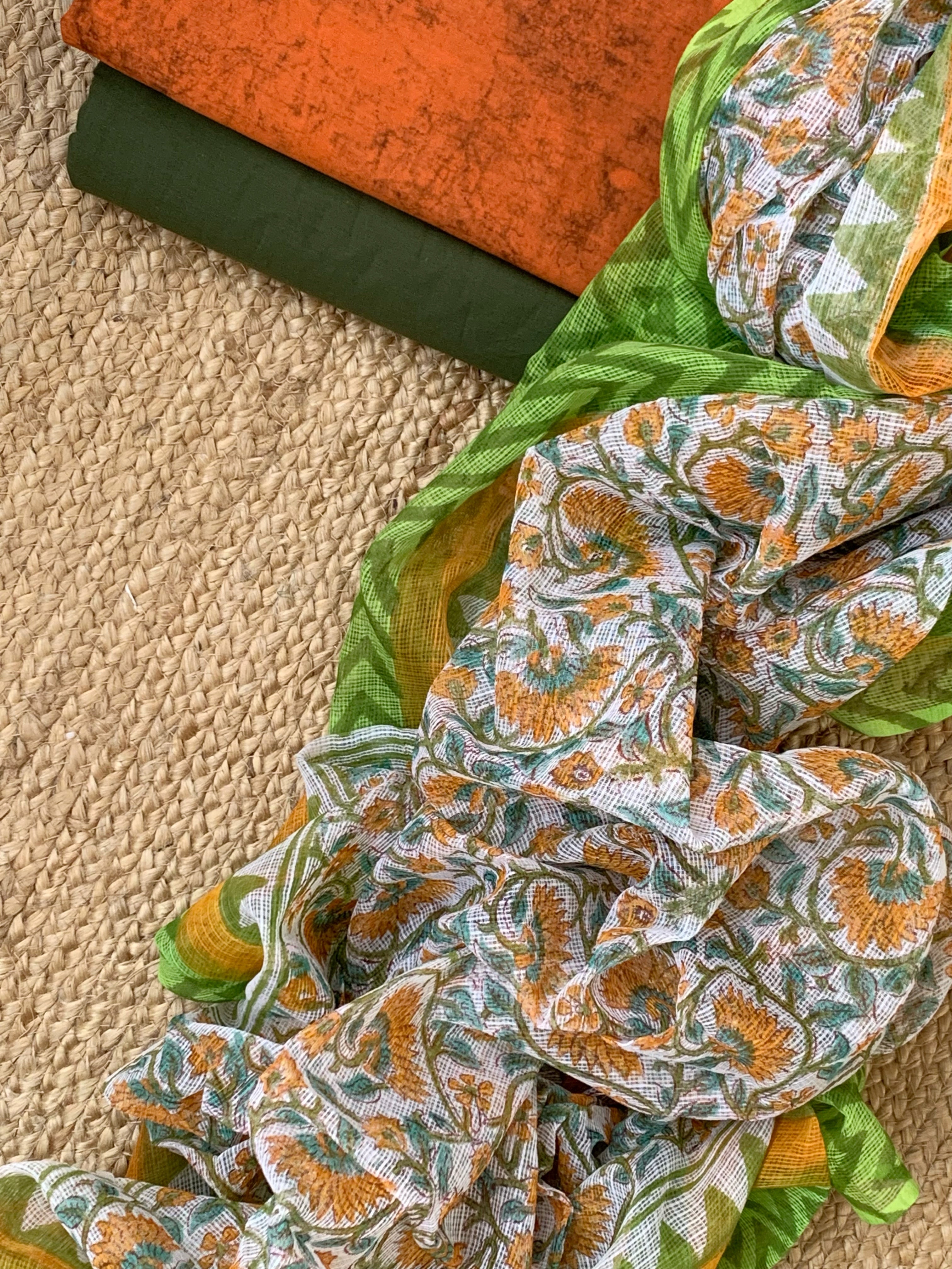 Handblock Cotton Kota Suit