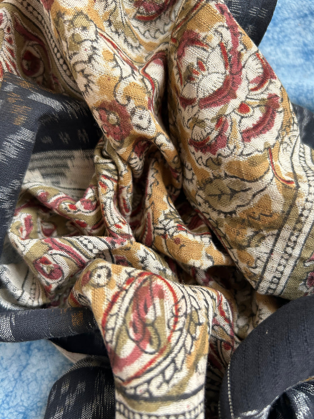 Handwoven Handcrafted Ikat Kalamkari Kurta Dupatta Set